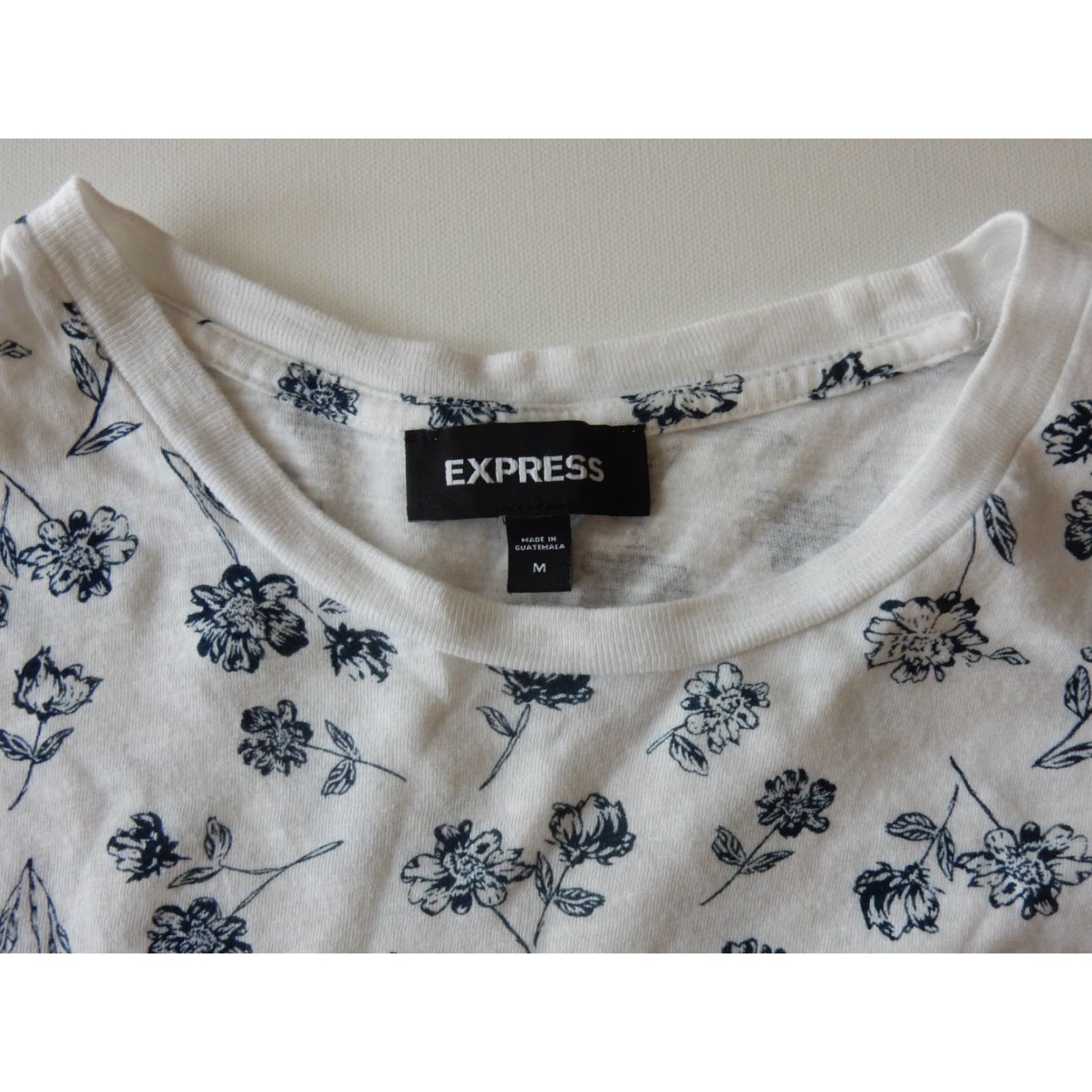 Express Express T-Shirt Men M Short Sleeve Floral Cotton Blue Size US M / EU 48-50 / 2 - 2 Thumbnail