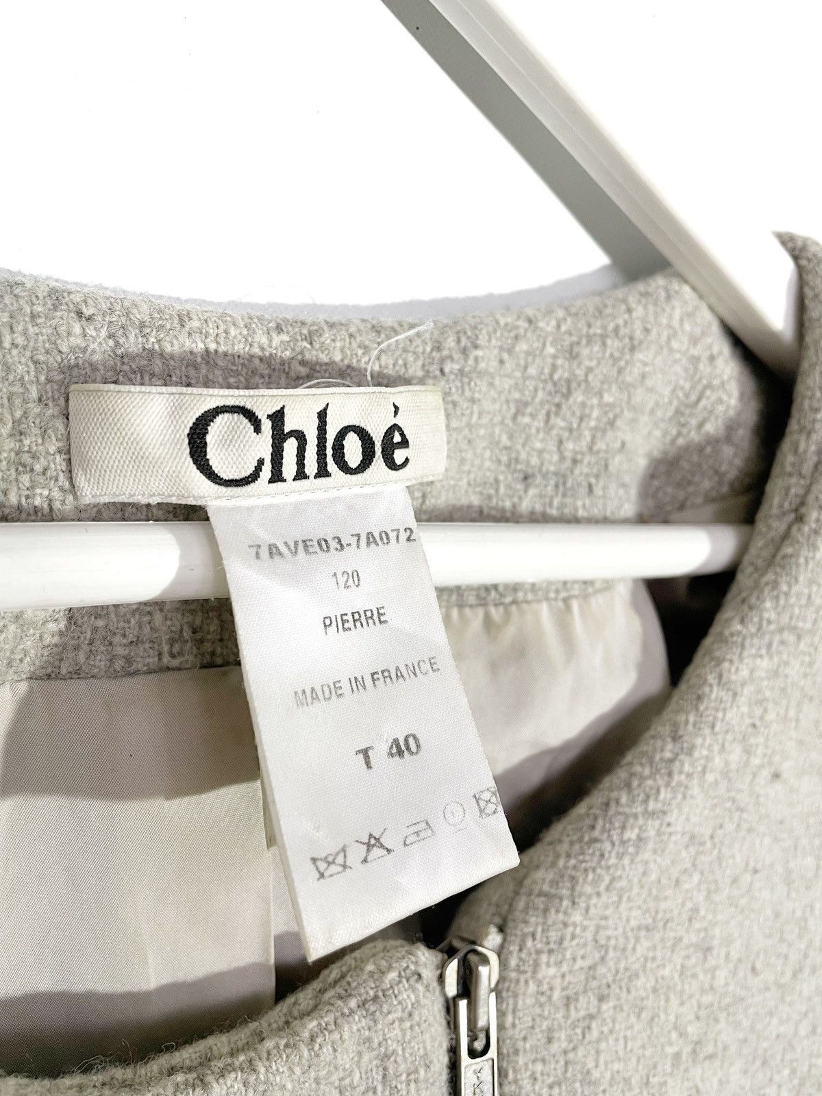 Chloe × Designer Chloe Bomber Wool Gray Jacket Made in France Junior Size XXS / US 00 / IT 34 - 4 Thumbnail