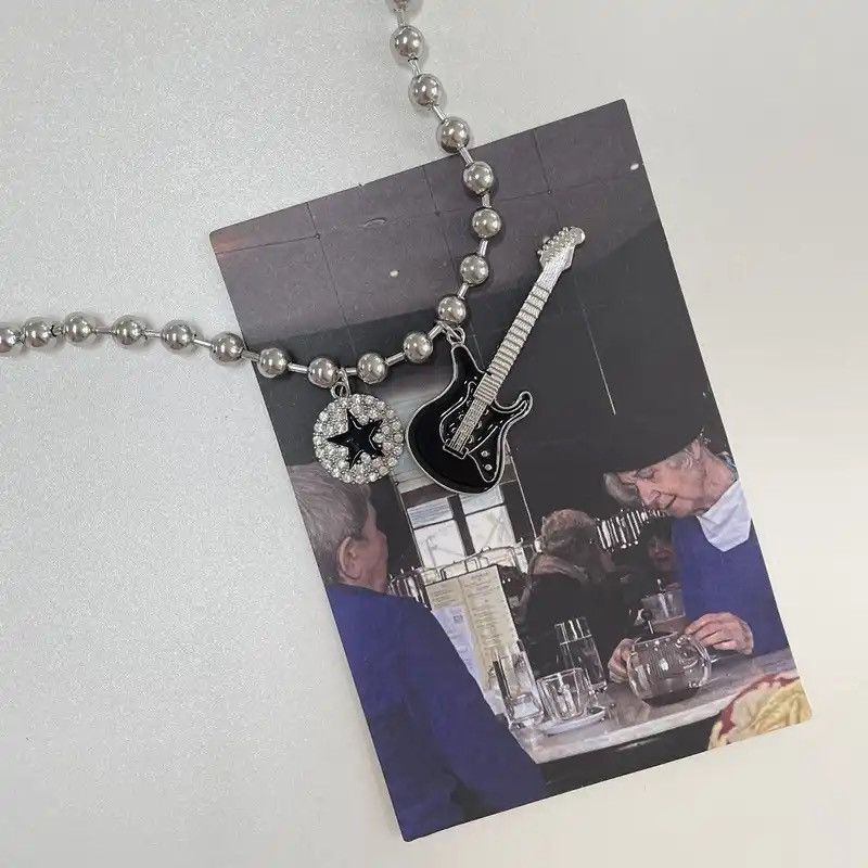 Jewelry × Vintage Grunge Jewelry Guitar Pendant Necklace Size ONE SIZE - 2 Thumbnail