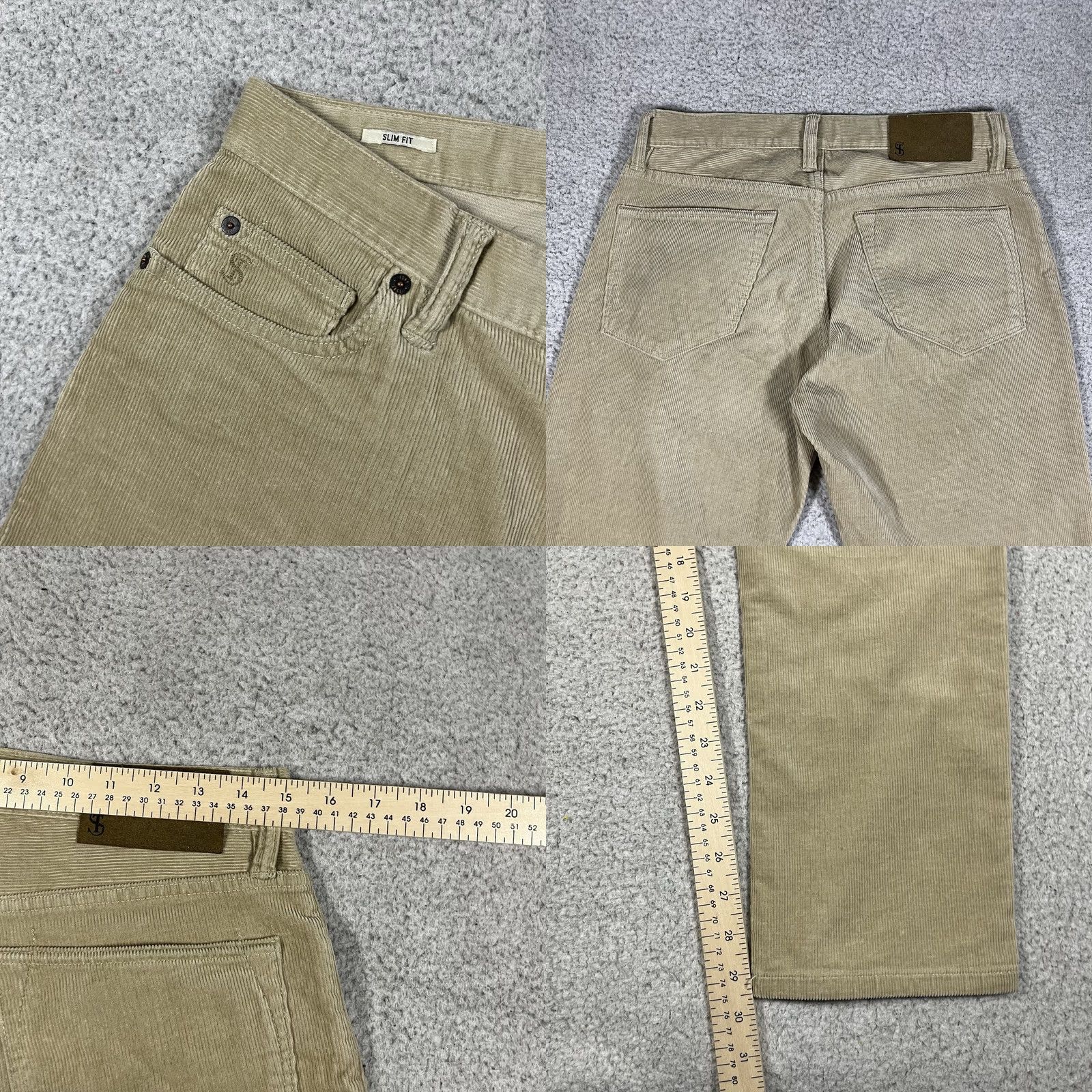 Todd Snyder Todd Snyder Pants Mens 29x30 Beige Corduroy Slim Fit Stretch 5 Pocket Chino Casual Size US 29 - 9 Thumbnail
