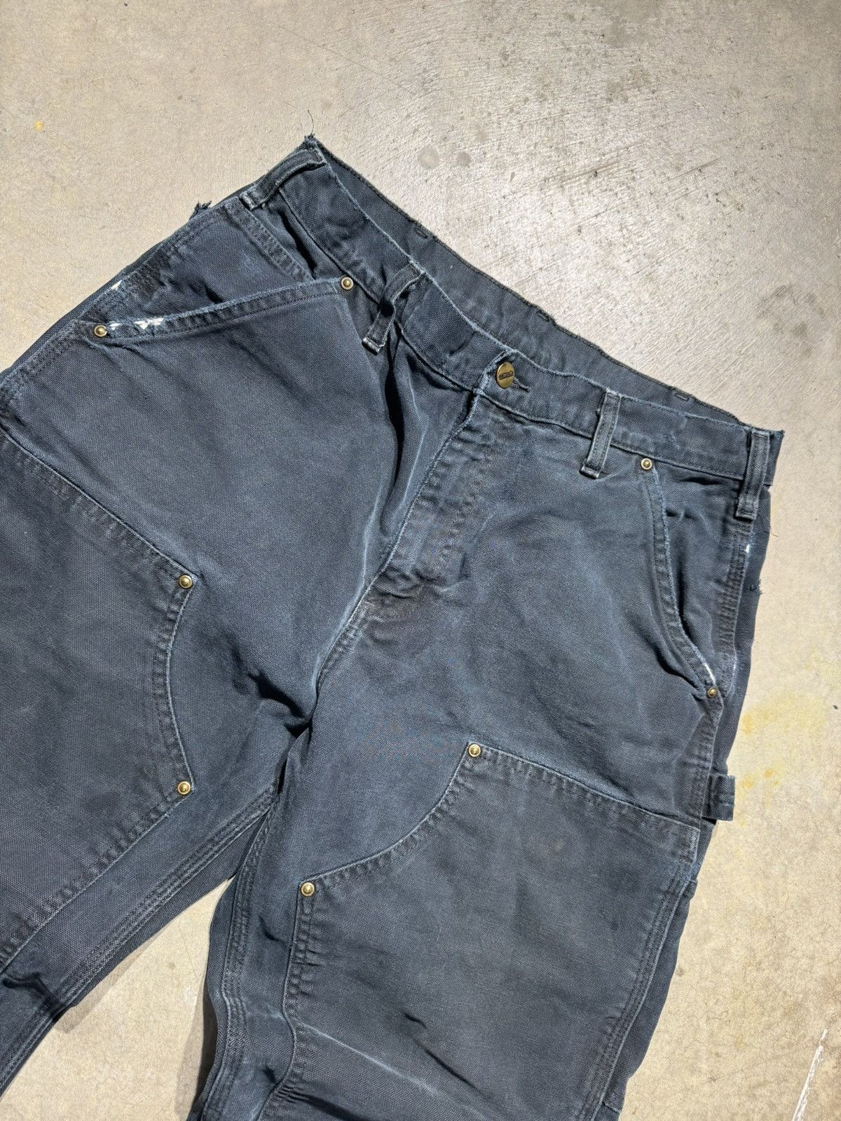Akimbo Club × Carhartt × Vintage Vintage Faded Distressed Carhartt Black Double Knees 33x30 Size US 33 - 3 Thumbnail