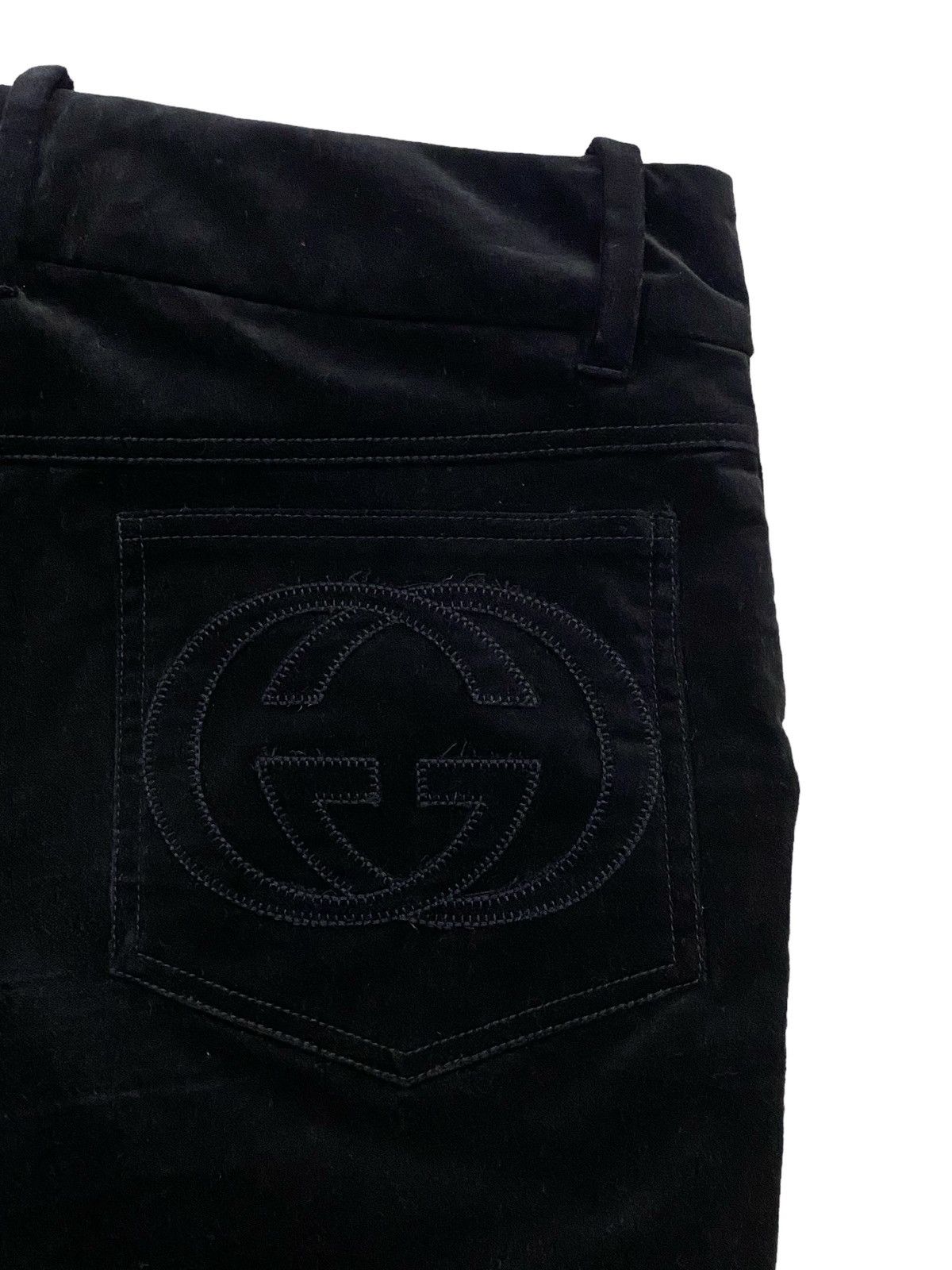 Gucci Gucci Velvet GG Interlock Logo Side Pocket Zip Flare Pants Size 26" / US 2 / IT 38 - 17 Thumbnail