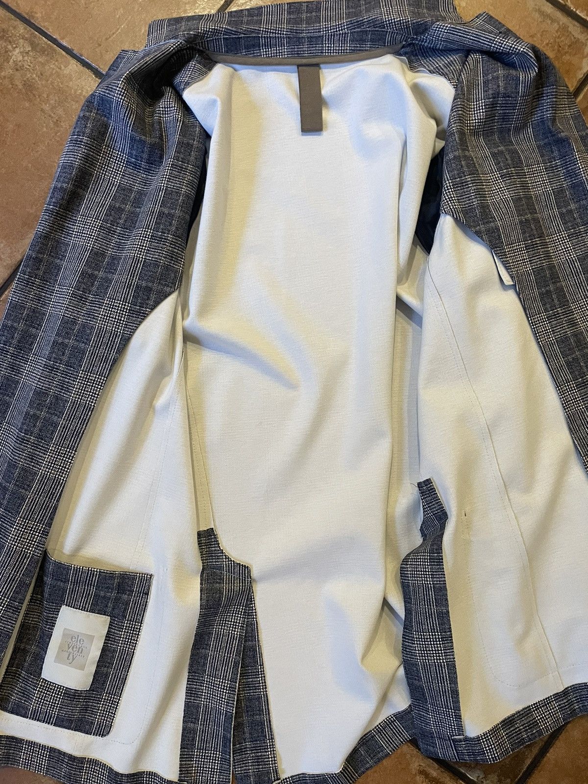 Eleventy Patch Pocket Plaid Stretch Sport Jacket Size 40R - 3 Thumbnail