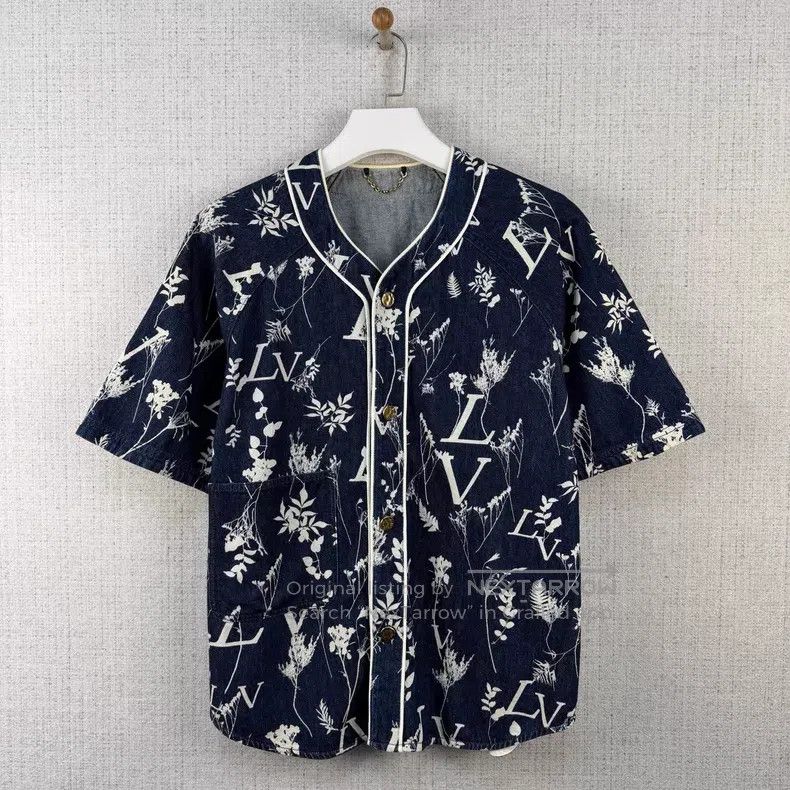 Louis Vuitton Louis Vuitton Wheat Spike Print V-Neck Denim Classic Short Size US XL / EU 56 / 4 - 1 Thumbnail