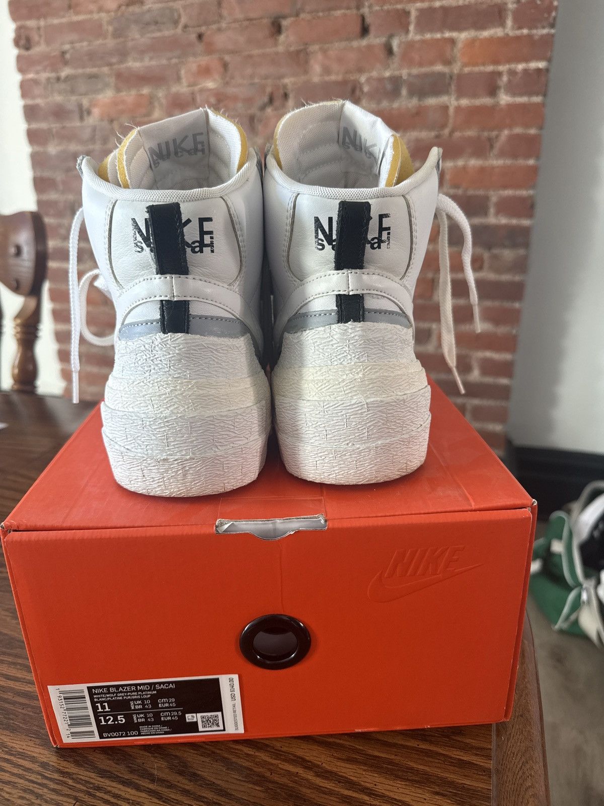 Nike × Sacai Nike Blazer High Sacai White Grey Size US 11 / EU 44 - 2 Thumbnail