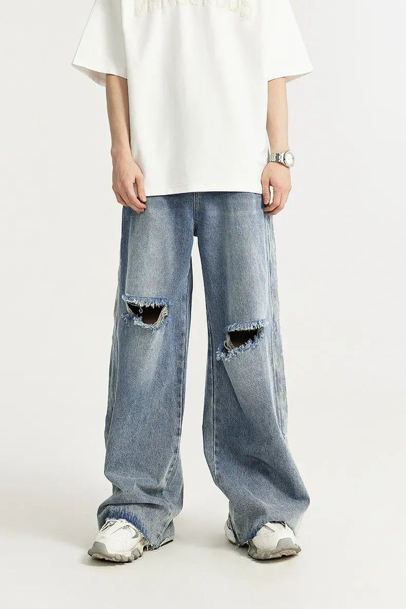 Japanese Brand × Jean Distressed Baggy Wide Leg Denim Jeans Size US 30 / EU 46 - 6 Thumbnail