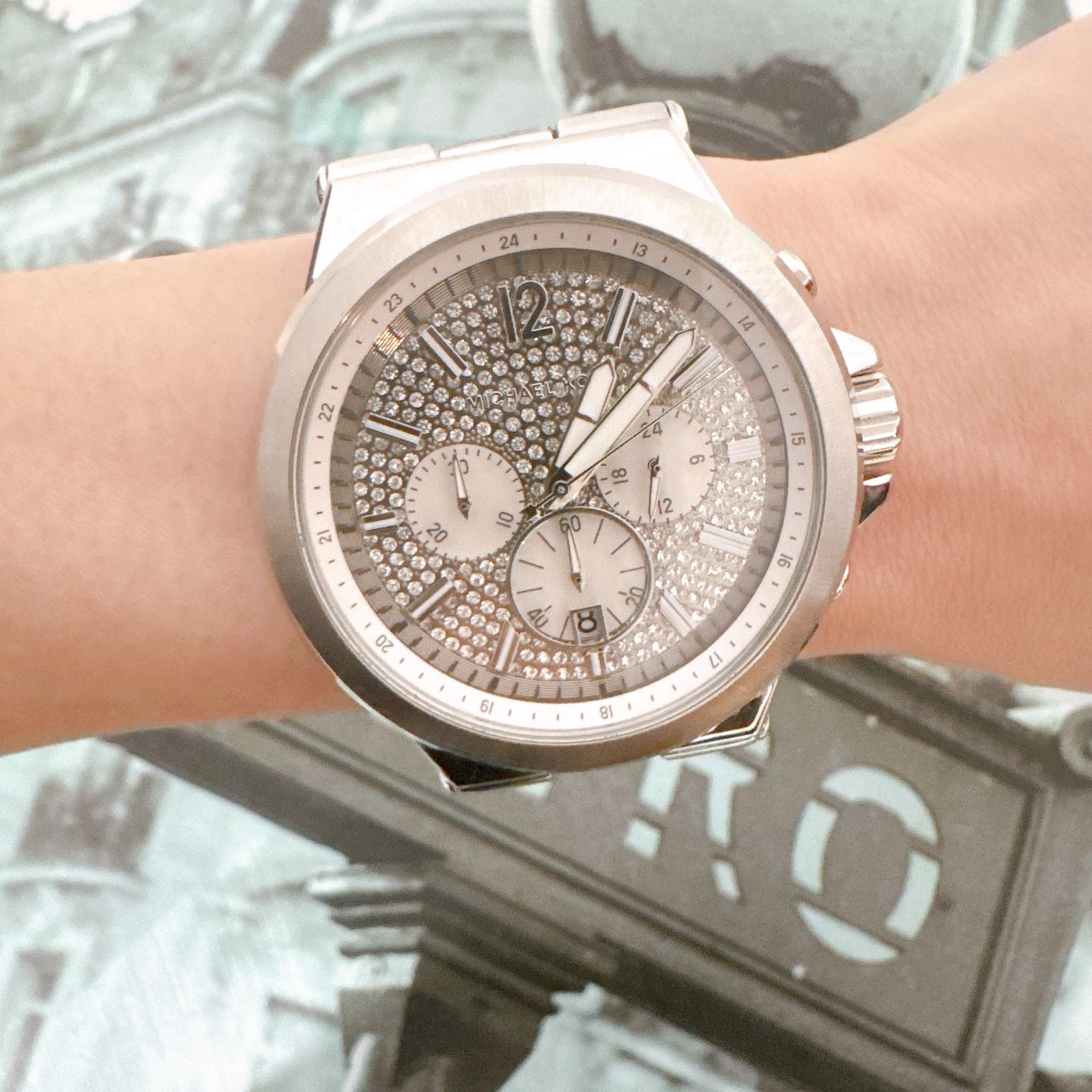 Michael Kors Michael Kors MK8887 Oversized Dylan Pavé Silver-Tone Watch Size ONE SIZE - 6 Thumbnail