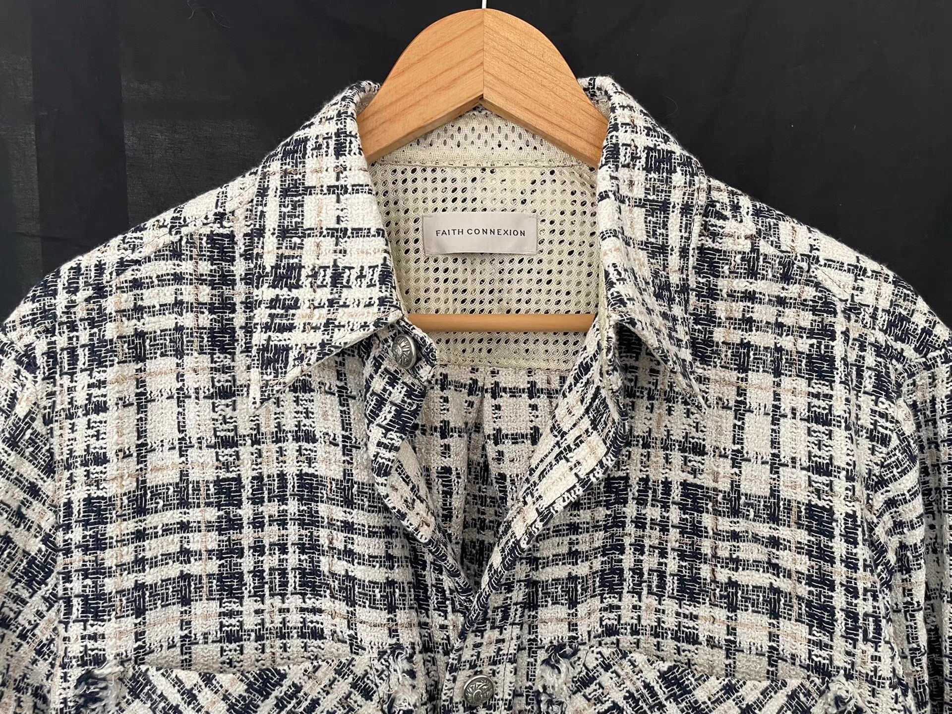 Faith Connexion Faith Connexion Blue & White Tweed Shirt Ｑ21 Size US M / EU 48-50 / 2 - 3 Thumbnail