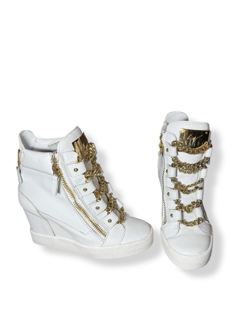 Giuseppe Zanotti Giuseppe Zanotti Gold Chain Design Pump Wedge Sneakers Size US 7.5 / IT 37.5 - 4 Thumbnail