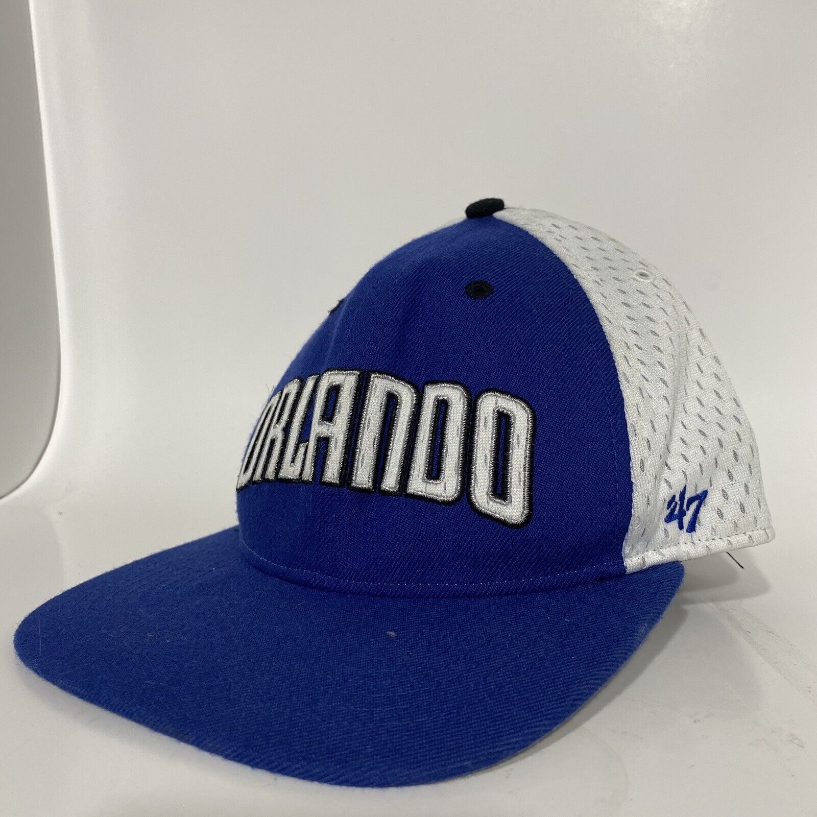 NBA '47 NBA Orlando Magic Fitted Flat Brim Blue White Black Hat Size ONE SIZE - 1 Thumbnail