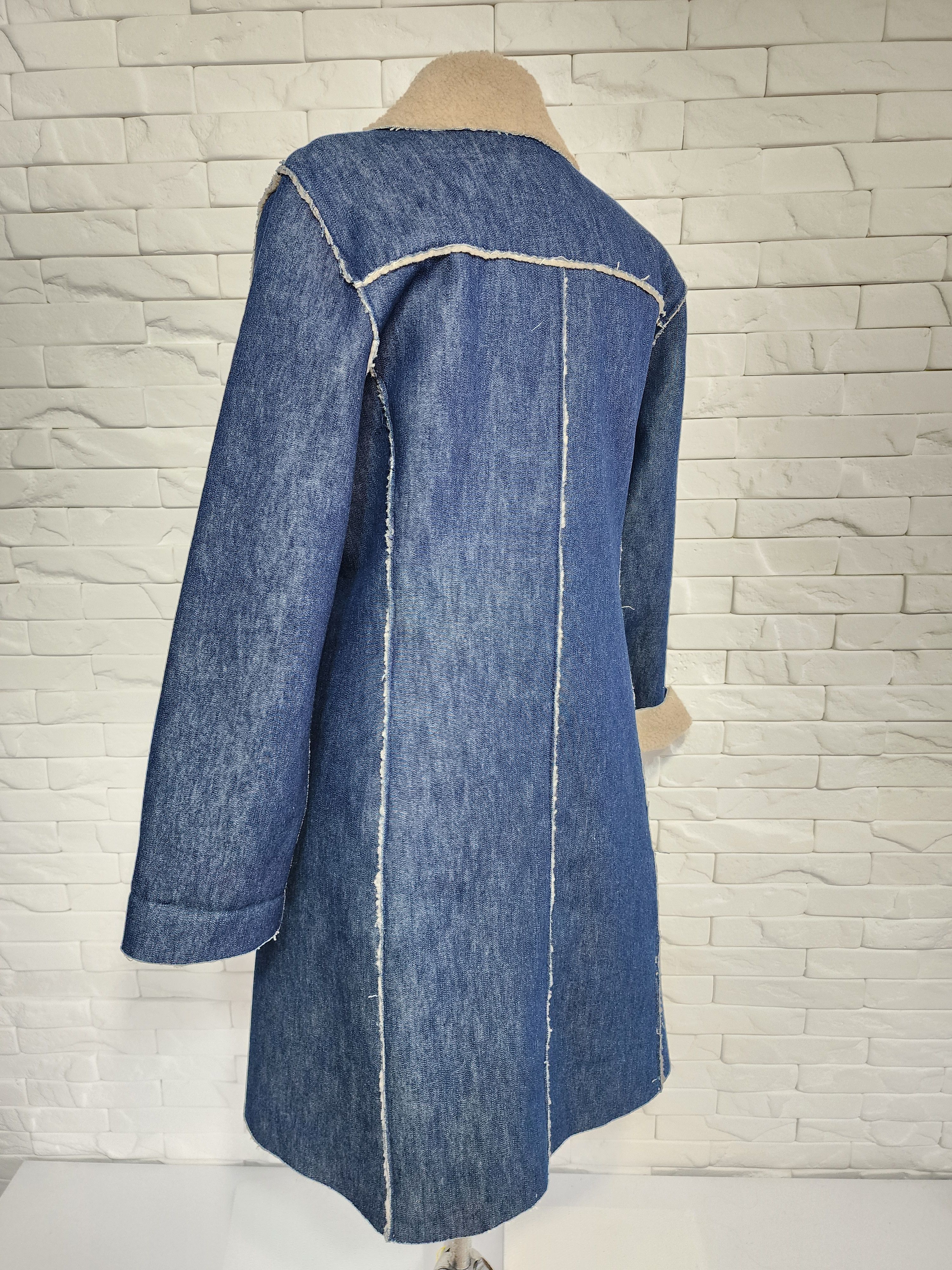 Denim & Co. Blue Long Denim Jacket: Faux Fur. Classic Women's Style Size XL / US 12-14 / IT 48-50 - 6 Thumbnail