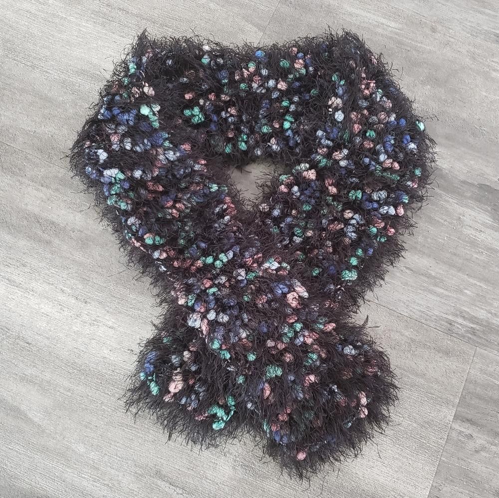Designer Black Confetti Detailed Fluffy Scarf Size ONE SIZE - 1 Thumbnail