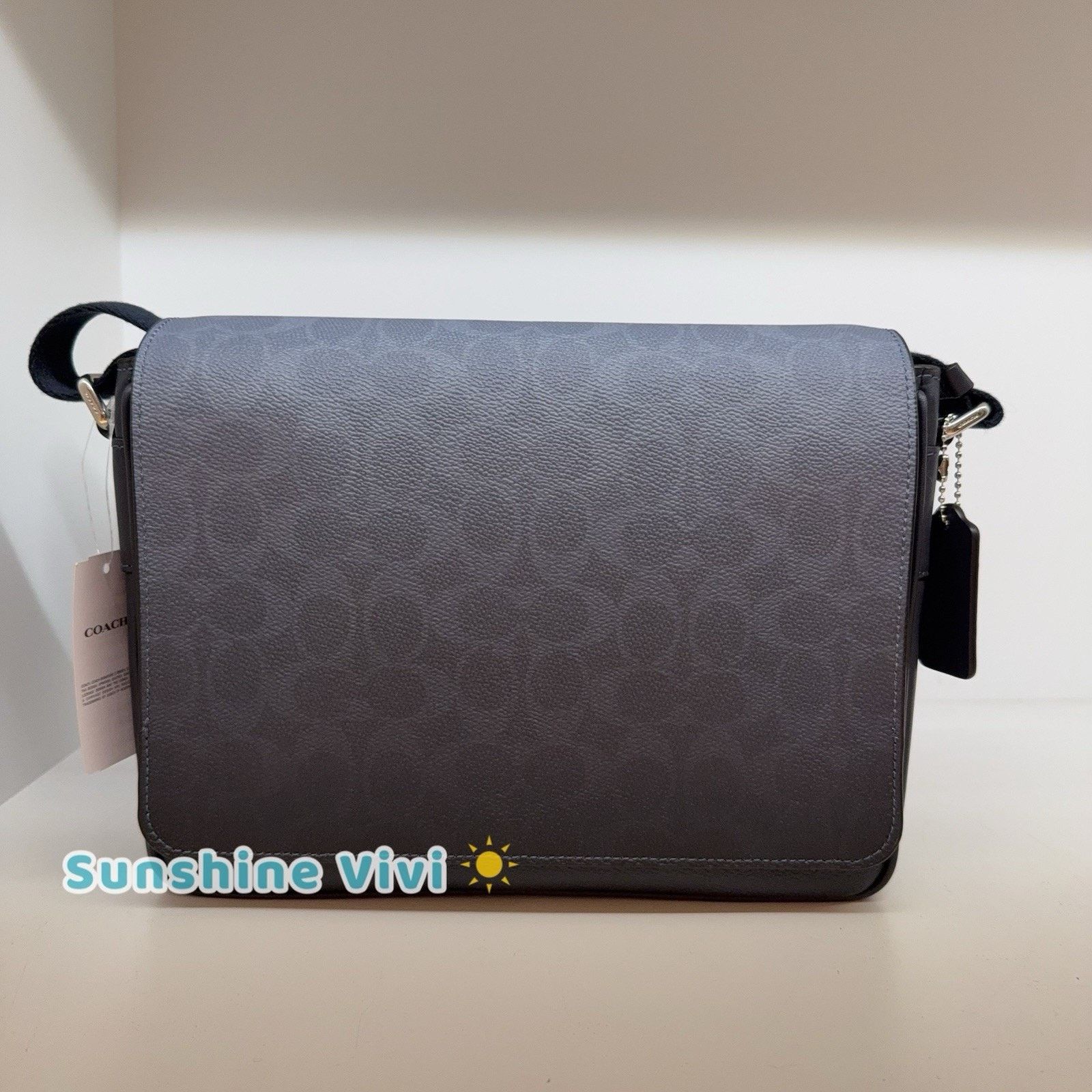 Coach NWT Coach MEN Jack Messenger Bag Signature Silver/Blue CDX89 Size ONE SIZE - 1 Thumbnail