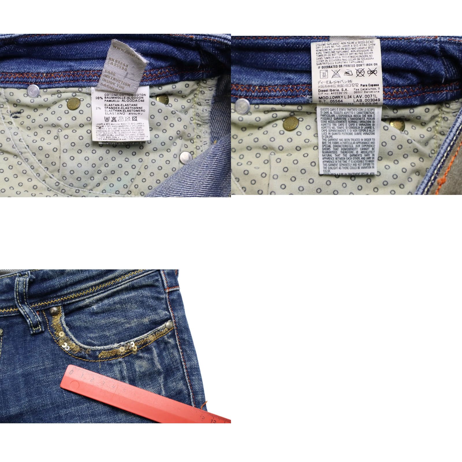 Diesel DIESEL Lowky Slim Fit Jeans Women's W27/L34 Zip Fly 0071L Stretch Blue Denim Low Rise Distressed? Size 27" / US 4 / IT 40 - 8 Thumbnail