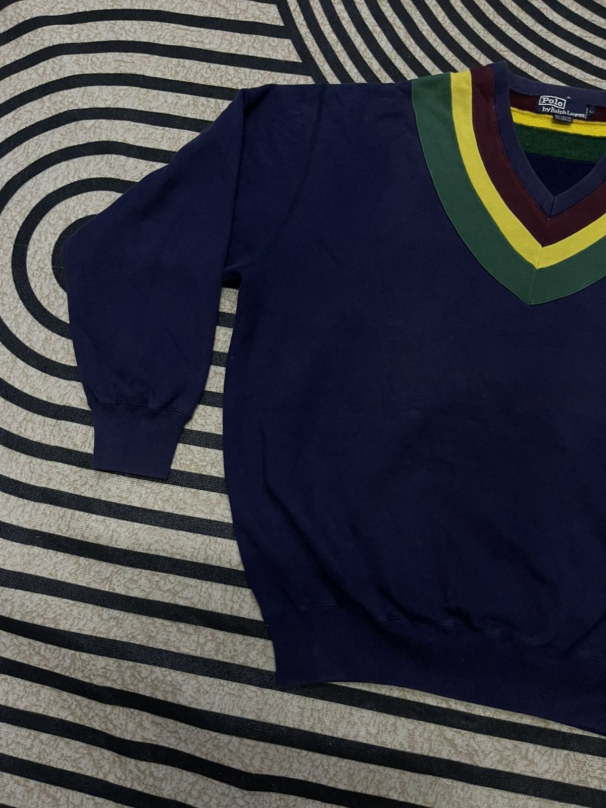Polo Ralph Lauren 90s POLO BY RALPH LAUREN V-NECK COLLEGE STYLE SWEATER Size US L / EU 52-54 / 3 - 3 Thumbnail
