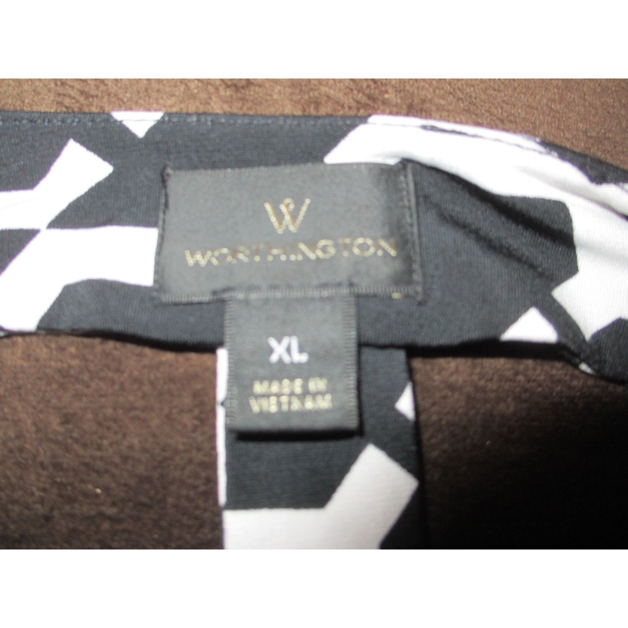 Worthington Worthington Black & White Geometric Pattern Sleeveless A-Lin Size XL / US 12-14 / IT 48-50 - 6 Thumbnail