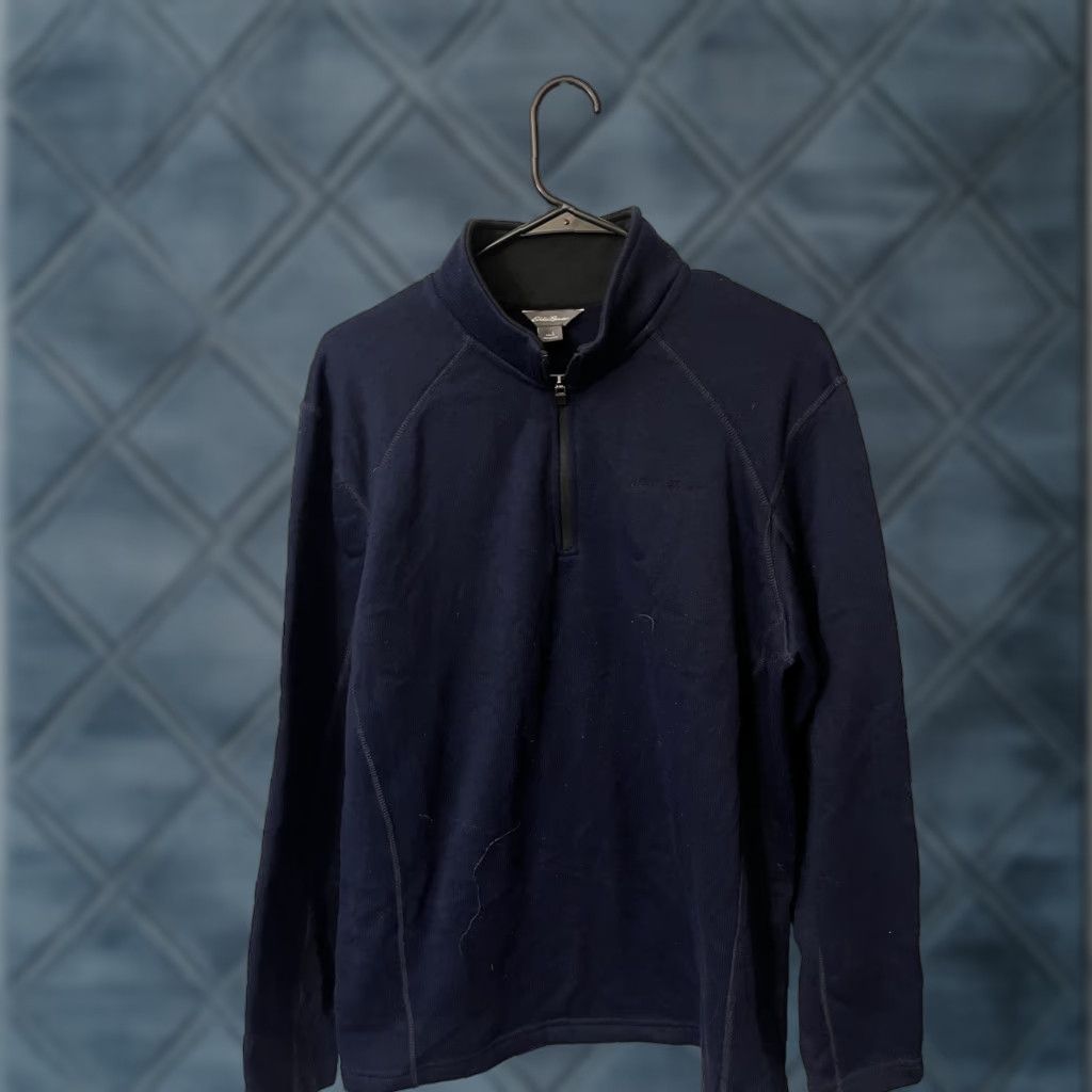 Eddie Bauer Eddie Bauer Men’s 1/4 Zip Sweater Navy Blue Large Blue 1/4 Zip Pullover Men’s Sweater Size US L / EU 52-54 / 3 - 1 Thumbnail