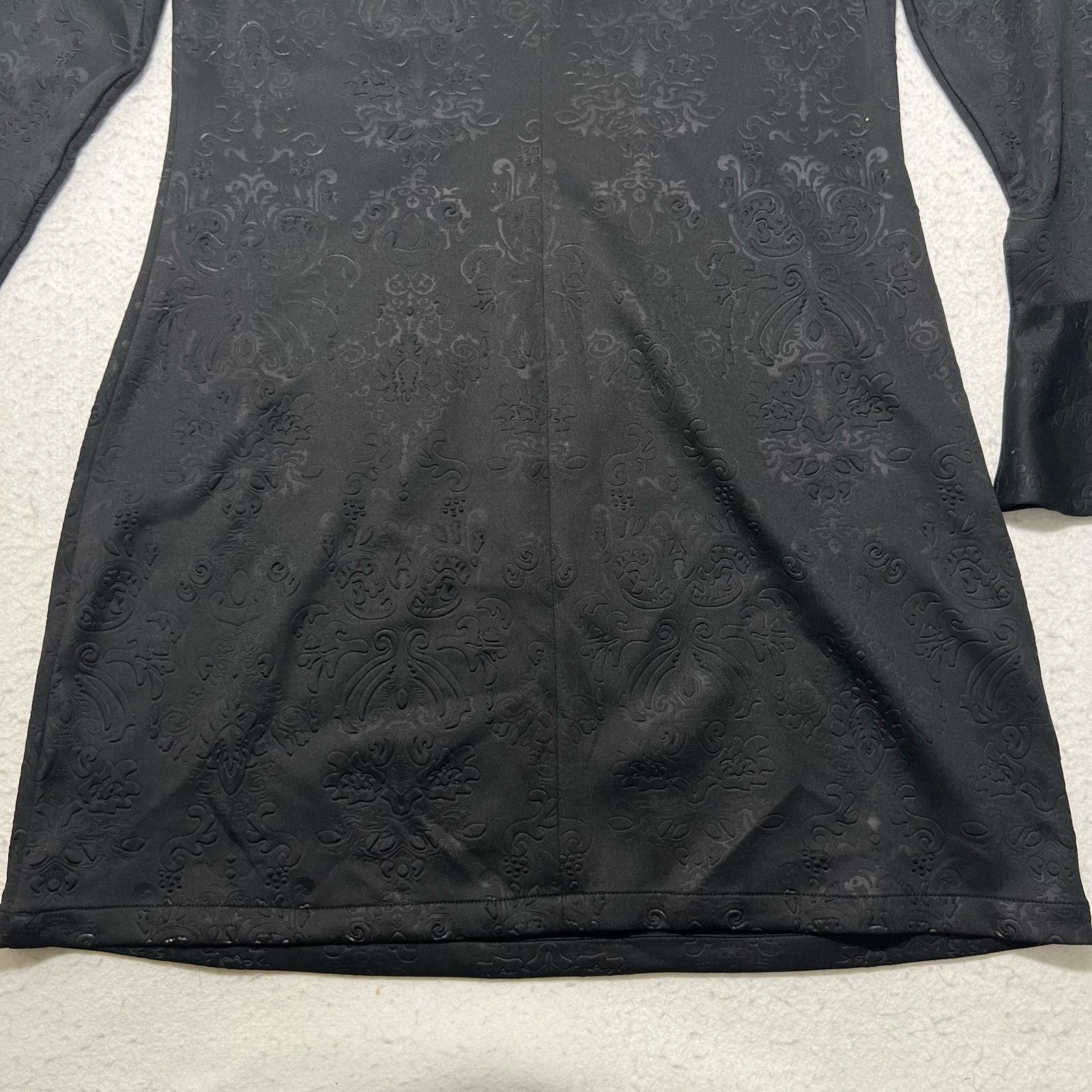 JCPenney Libby Edelman Black Patterned Embossed Bell Sleeve Dress Size L / US 10 / IT 46 - 11 Thumbnail