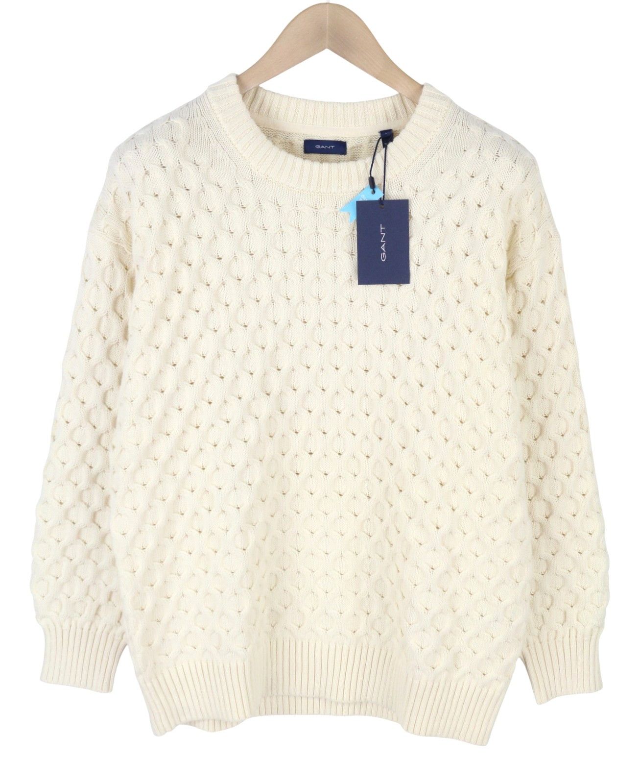 Gant CABLE C-NECK L Cream Wool Blend Jumper 87225 Size L / US 10 / IT 46 - 3 Thumbnail
