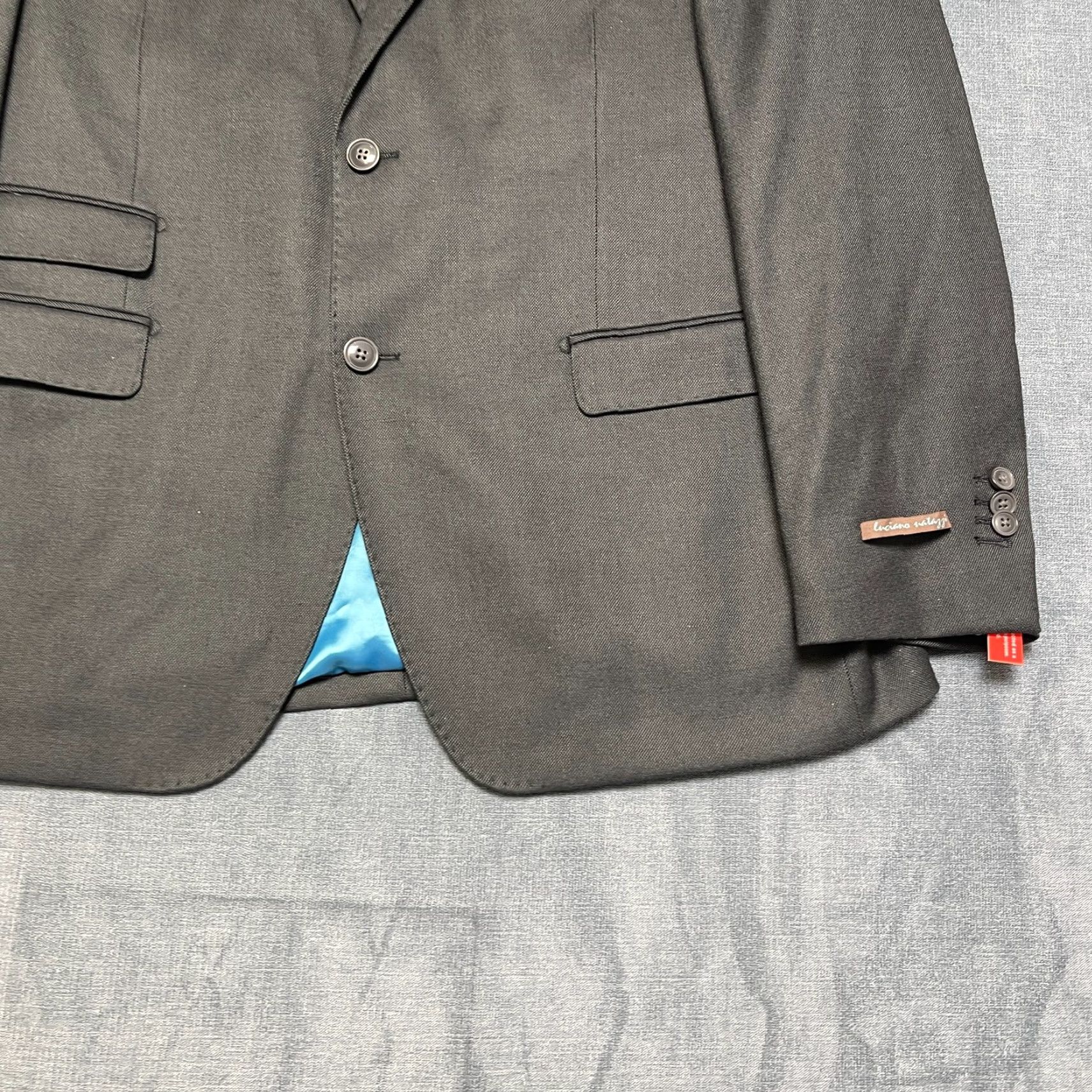 Vintage Luciano Natazzi Blazer Jacket Mens 44R Black Lined Single Breasted Modern Fit Blazer Jacket Mens 44 Black Modern Fit Size 44R - 2 Thumbnail