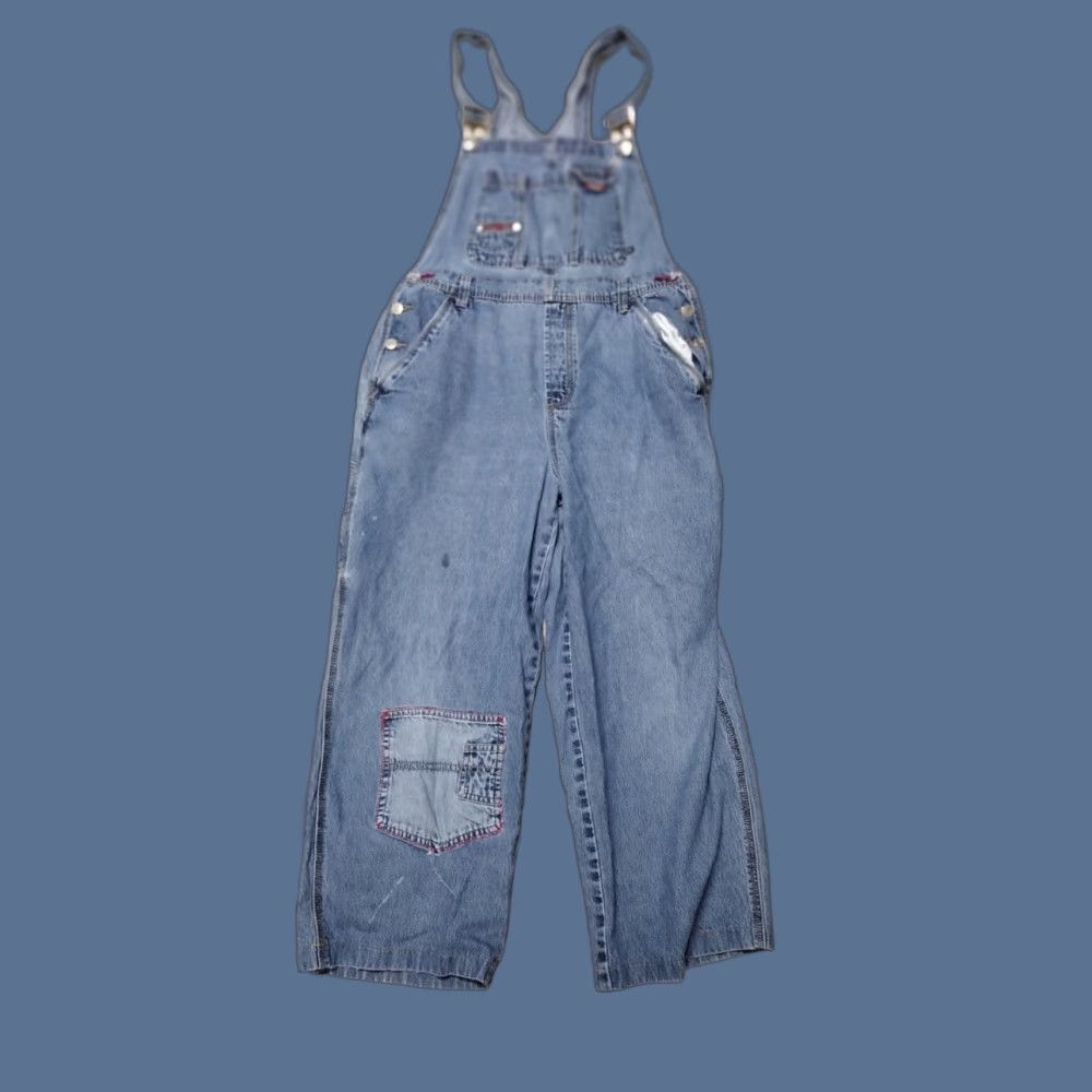 Vintage No Boundaries Bib Overalls Womens Juniors L Denim Distressed Pockets Stretch Casual Workwear Buttons Vintage: No Size 36" / US 14 / IT 50 - 1 Thumbnail