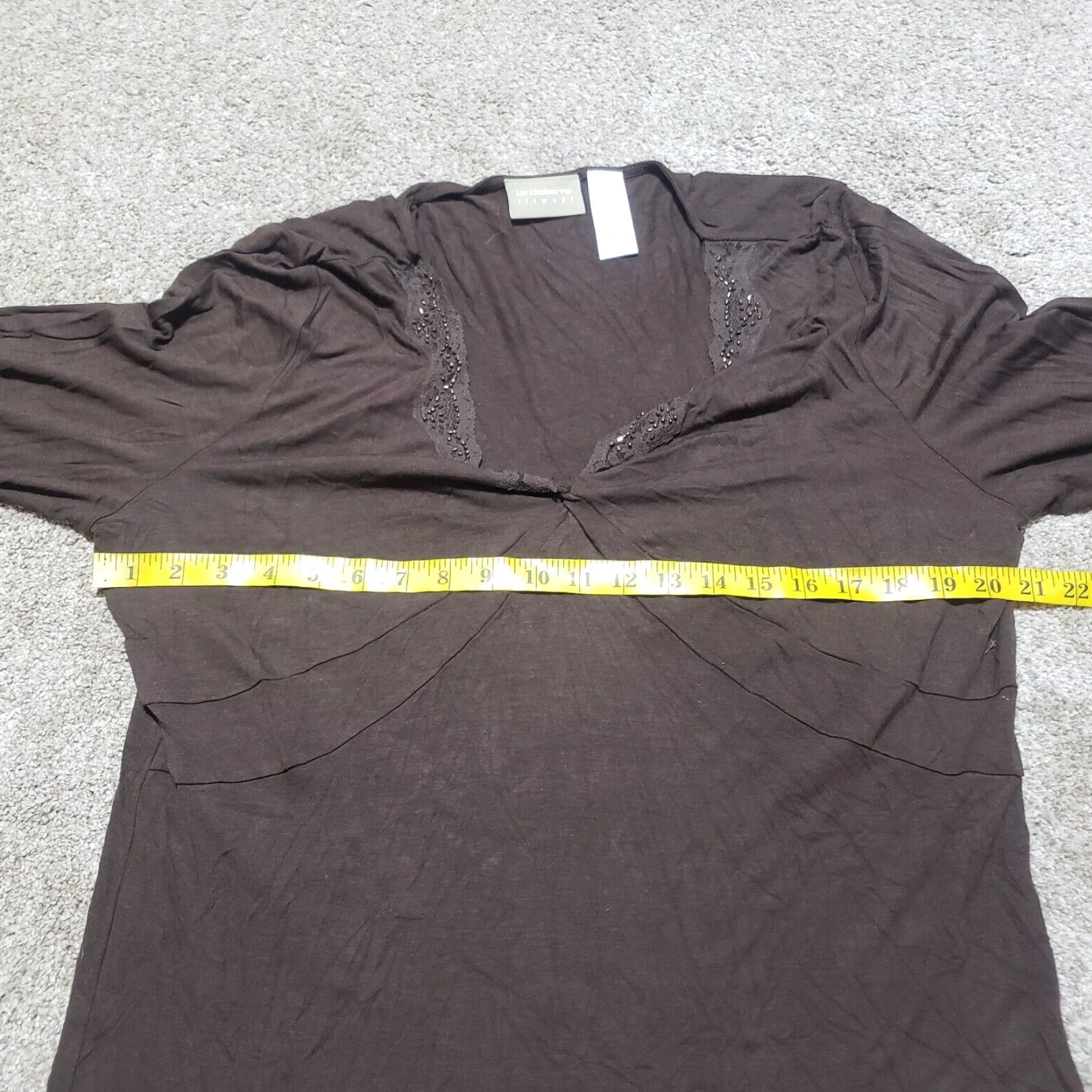 Liz Claiborne Liz Claiborne Shirt Adult Women XL Brown Solid Classic Crew Neck Lightweight Breathable 90s? Size XL / US 12-14 / IT 48-50 - 5 Thumbnail