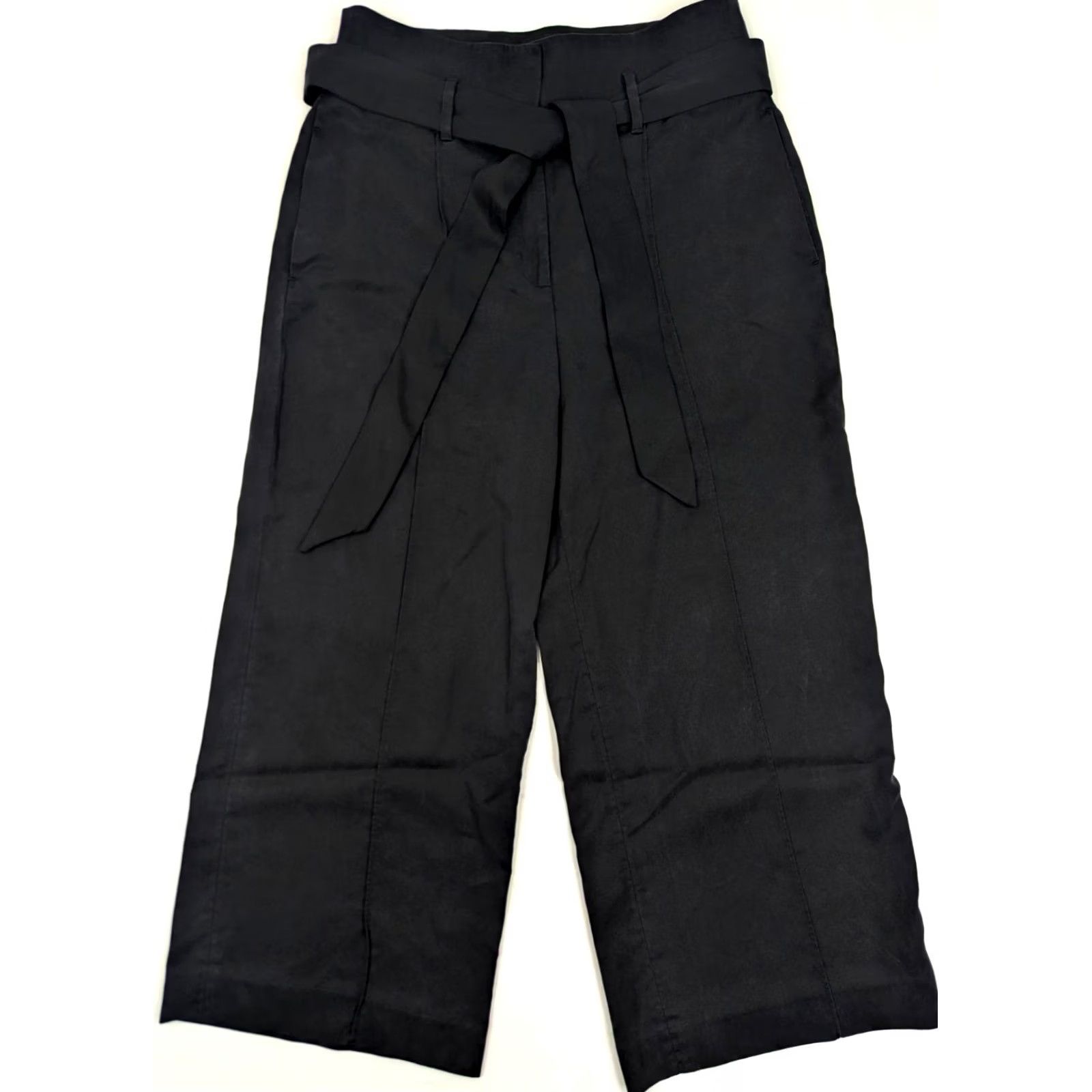 White House Black Market VINTAGE? No — White House Black Market The Wide Leg Capri Pants Women 8 Black w Belt 29x25 Capri Wide-Leg Adults Women Size 30" / US 8 / IT 44 - 2 Thumbnail