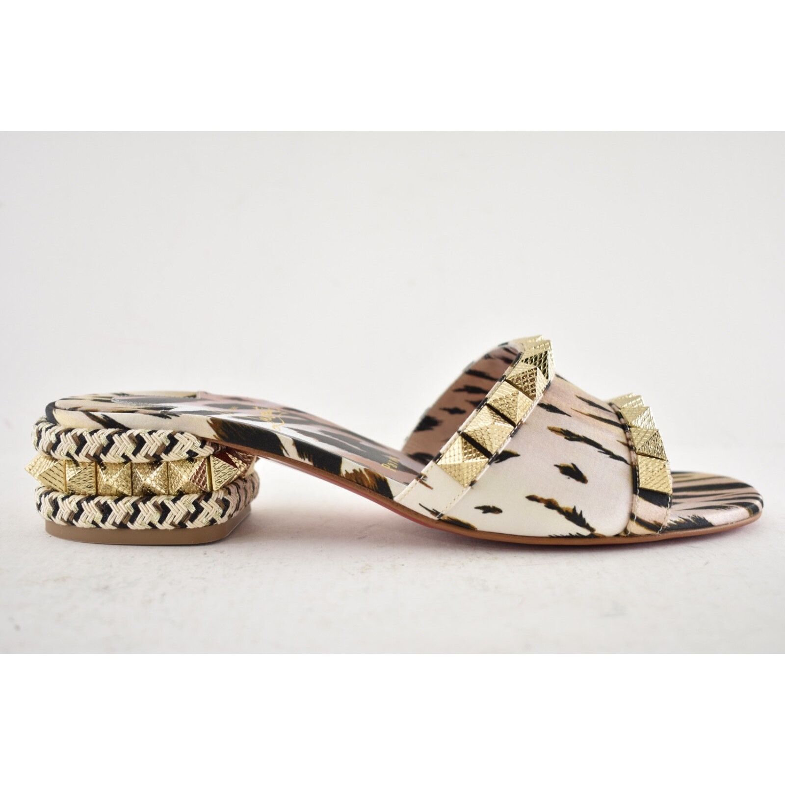 Christian Louboutin Christian Louboutin Pyramule 30 Leopard Gold Stud Block Size US 8.5 / IT 38.5 - 2 Thumbnail