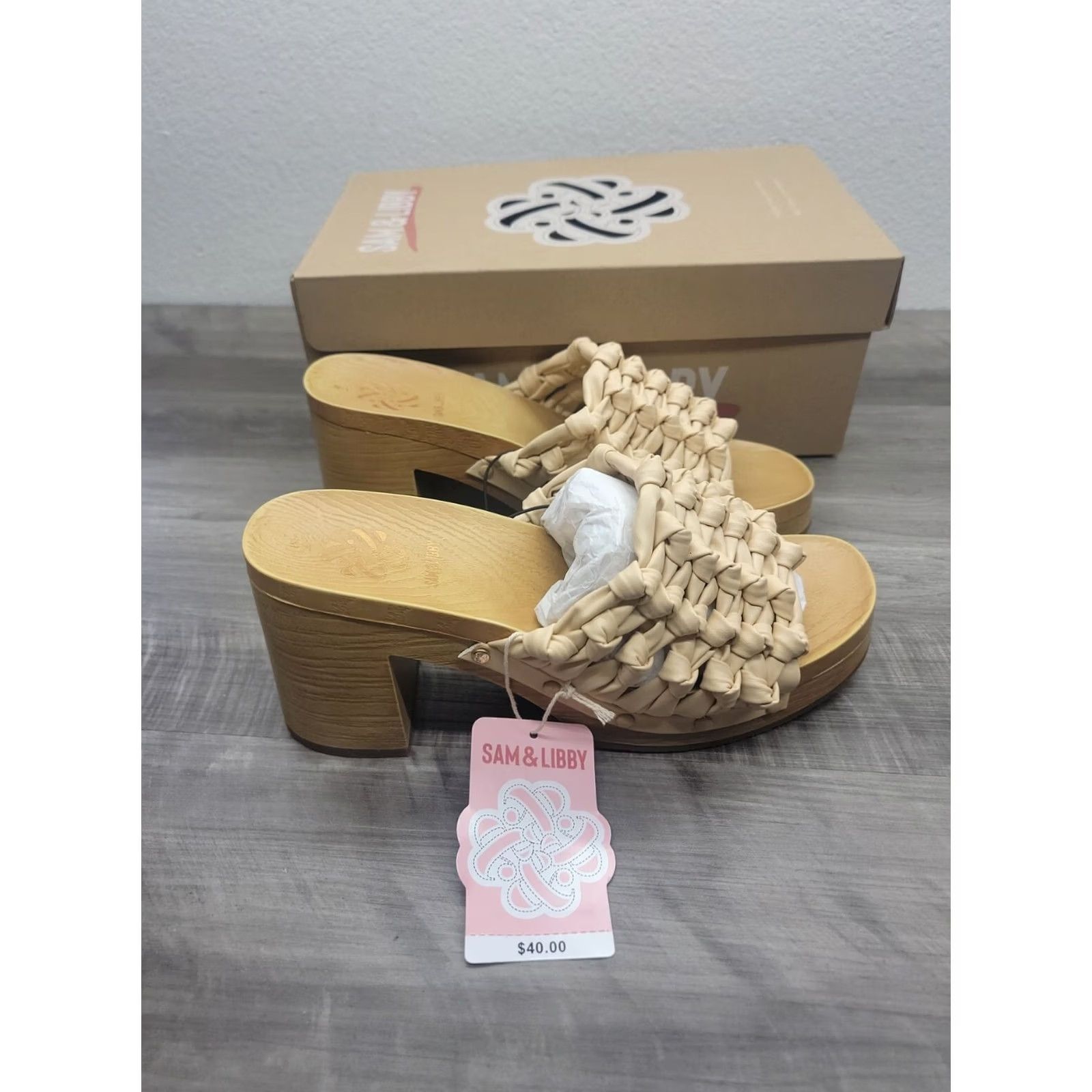 Vintage SAM & LIBBY PLATFORM Sandals Women’s Size 9 Carina Knotted Mule Eggshl Heels Size US 9 / IT 39 - 3 Thumbnail