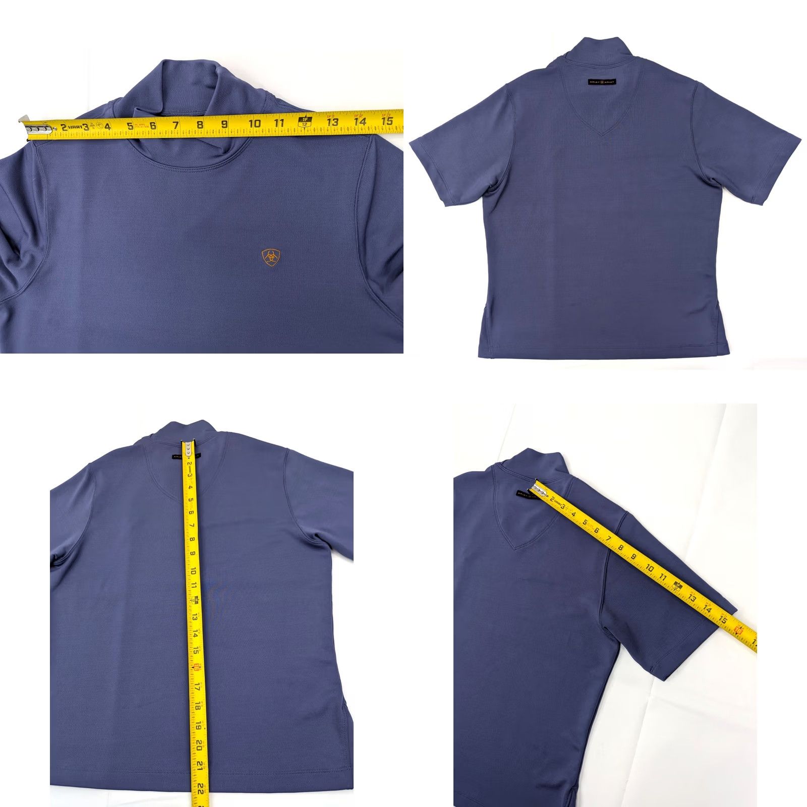 Ariat Ariat Polo Shirt Women S Blue Short Sleeve Pullover Performance Wicking Coolmax Lycra Moc Neck Shirt, Basic, Athletic Fit, Logo, 90s Western Work Wear Size S / US 4 / IT 40 - 8 Thumbnail