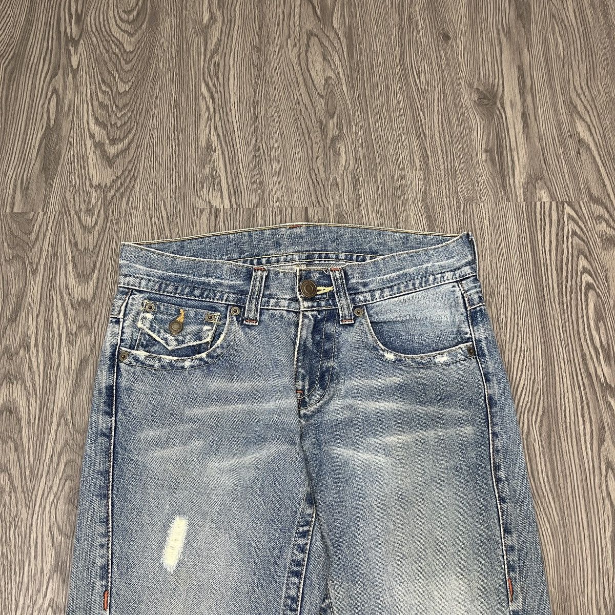 Japanese Brand Unknow - Flared Non-Alignmend Faded Denim ifsix Lgb Style Size US 29 - 4 Thumbnail