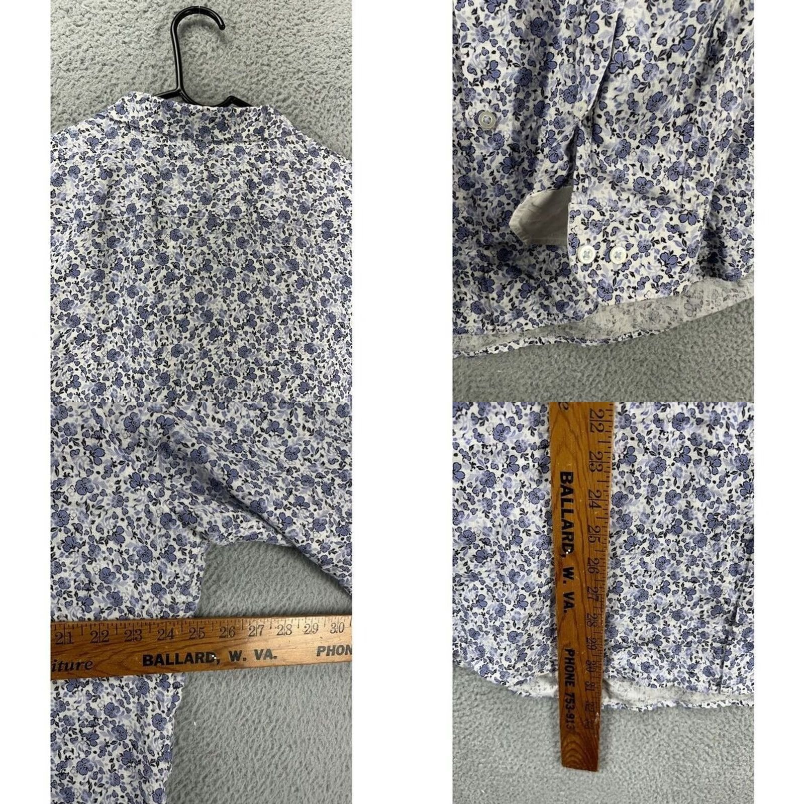 Vintage Lords of Harlech Linen Shirt Men's Floral Print Button Up XL Blue Linen Shirt Short Sleeve Button-Down Casual Men’s Size US XL / EU 56 / 4 - 8 Thumbnail