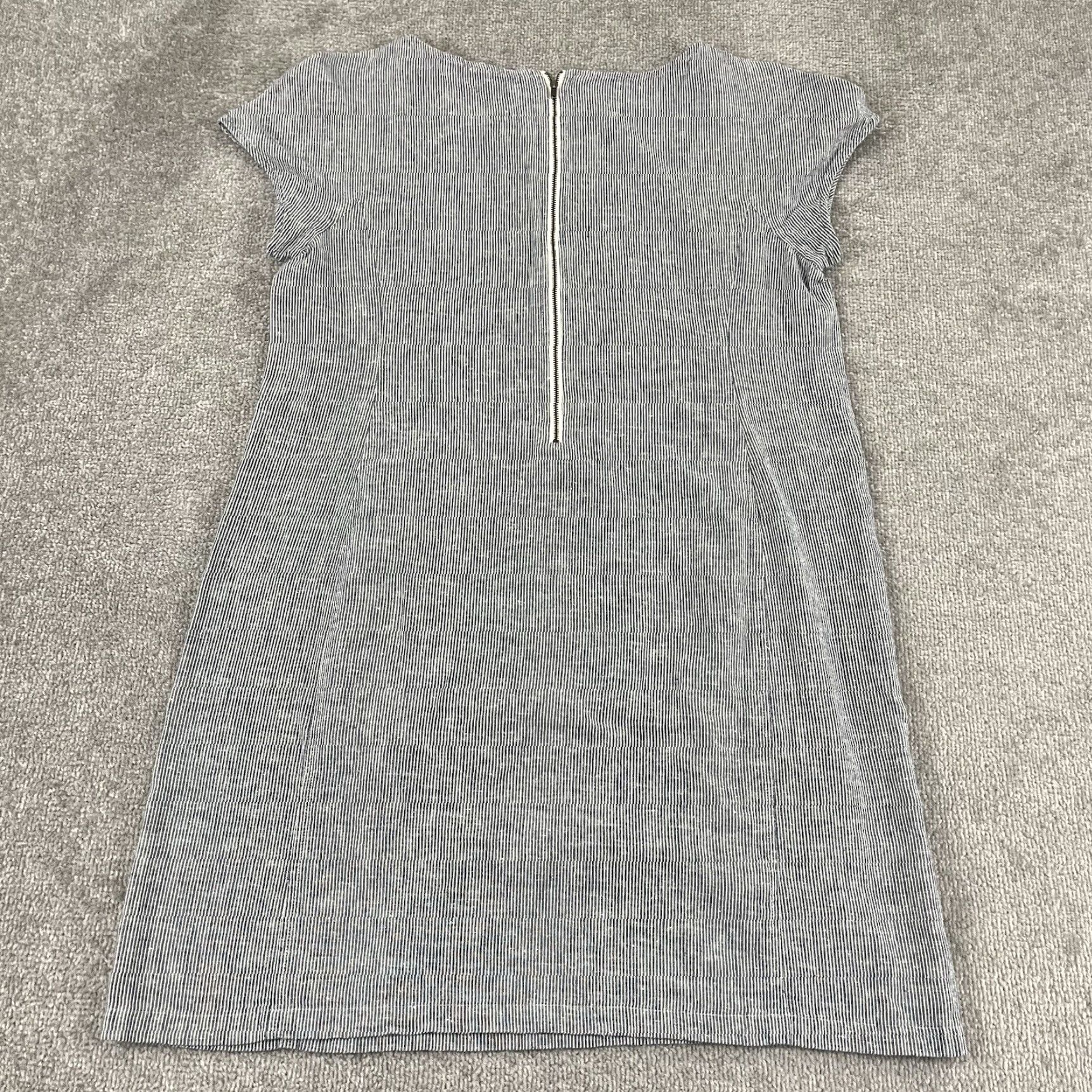 Eileen Fisher EILEEN FISHER Dress Women Medium Blue White Striped Micro Tunic Top Pockets Hemp Size M / US 6-8 / IT 42-44 - 6 Thumbnail