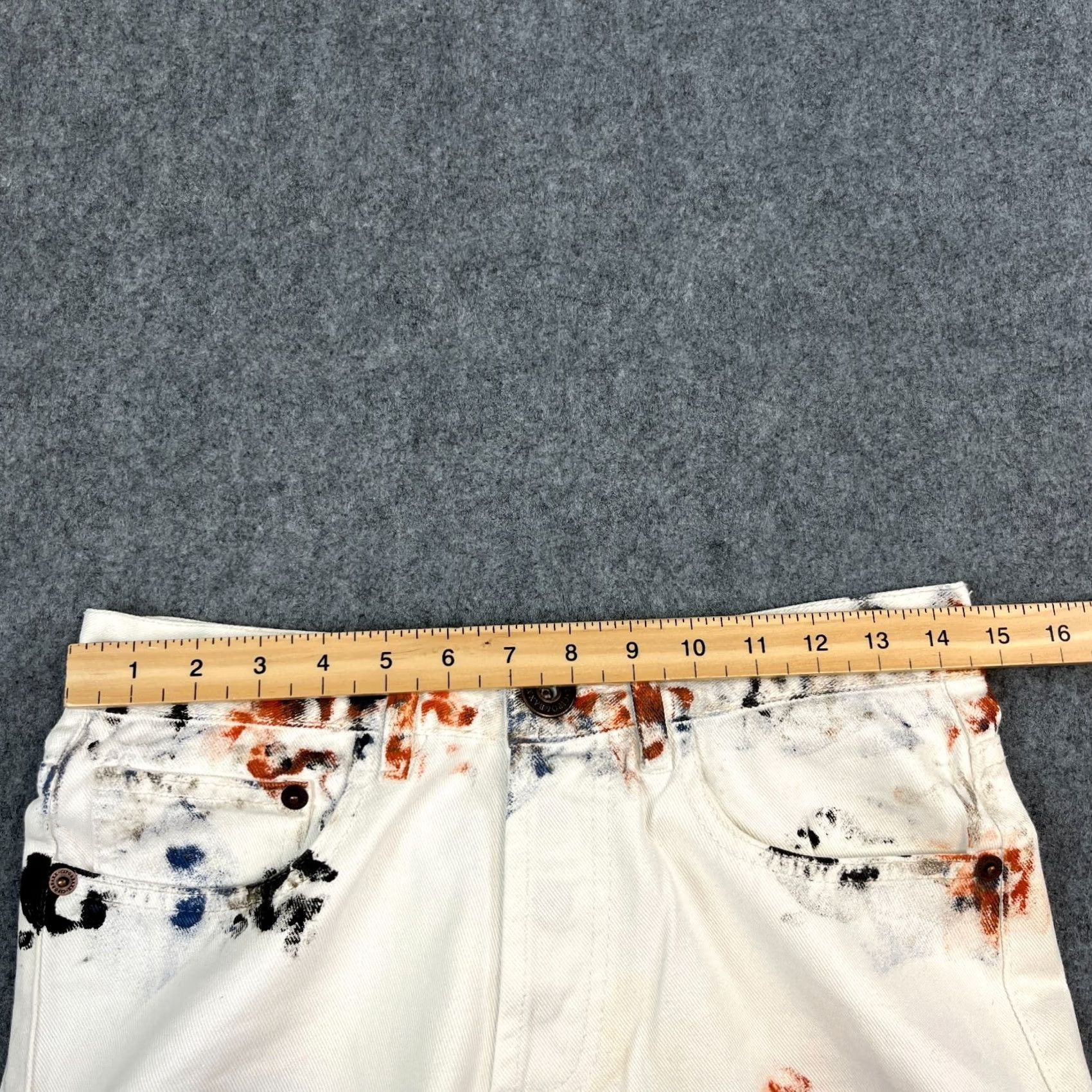Vintage Cipo & Baxx Jeans Straight 31 32 Distressed Patchwork White Paint Design Mens 5-Pocket Denim Cotton Shirt? Size US 31 - 5 Thumbnail