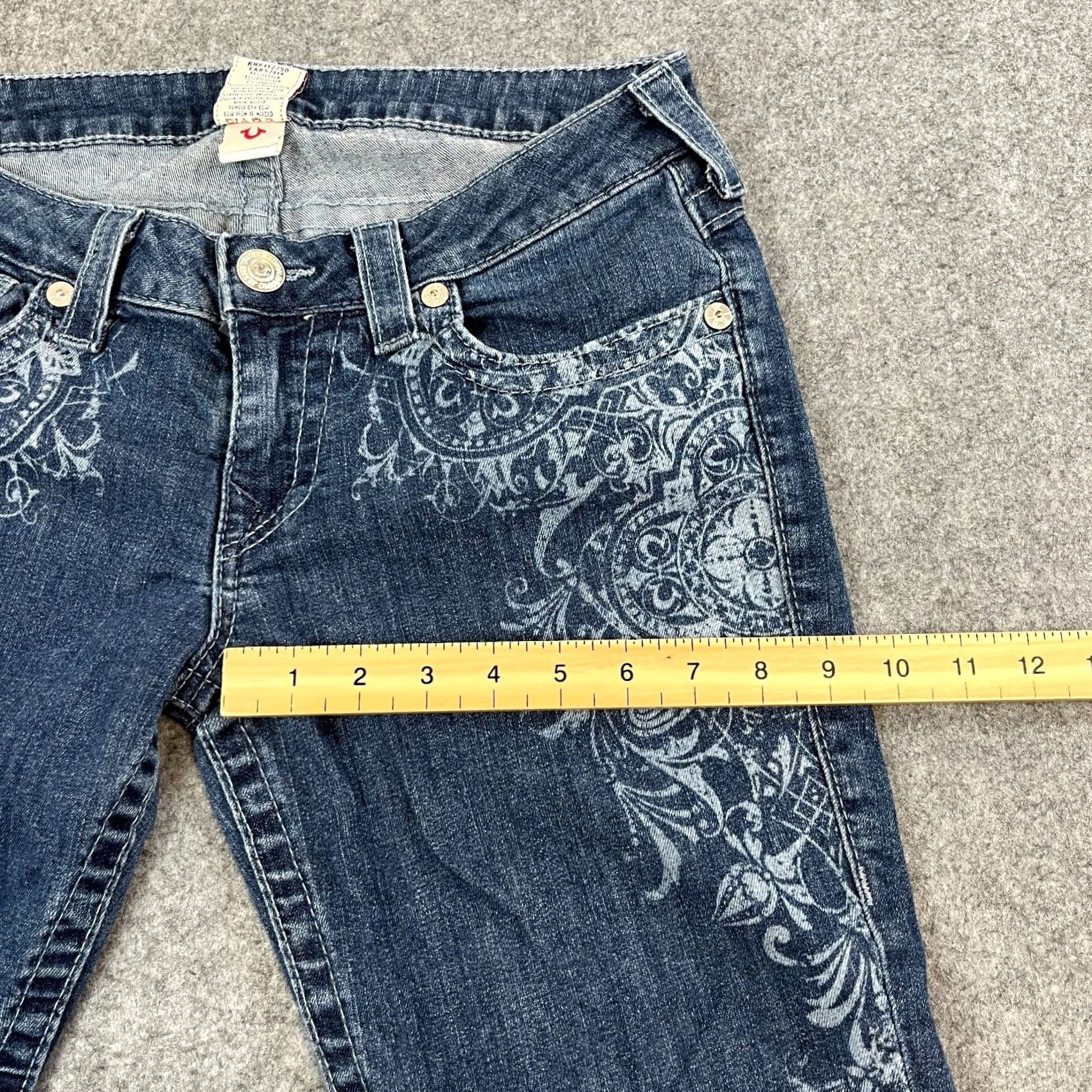 True Religion True Religion Jeans Skinny Low-Rise 30 26 UK12 Blue Floral Pocket Cathedral Denim Women Slim 5-Pocket Size 34" / US 12 / IT 48 - 5 Thumbnail