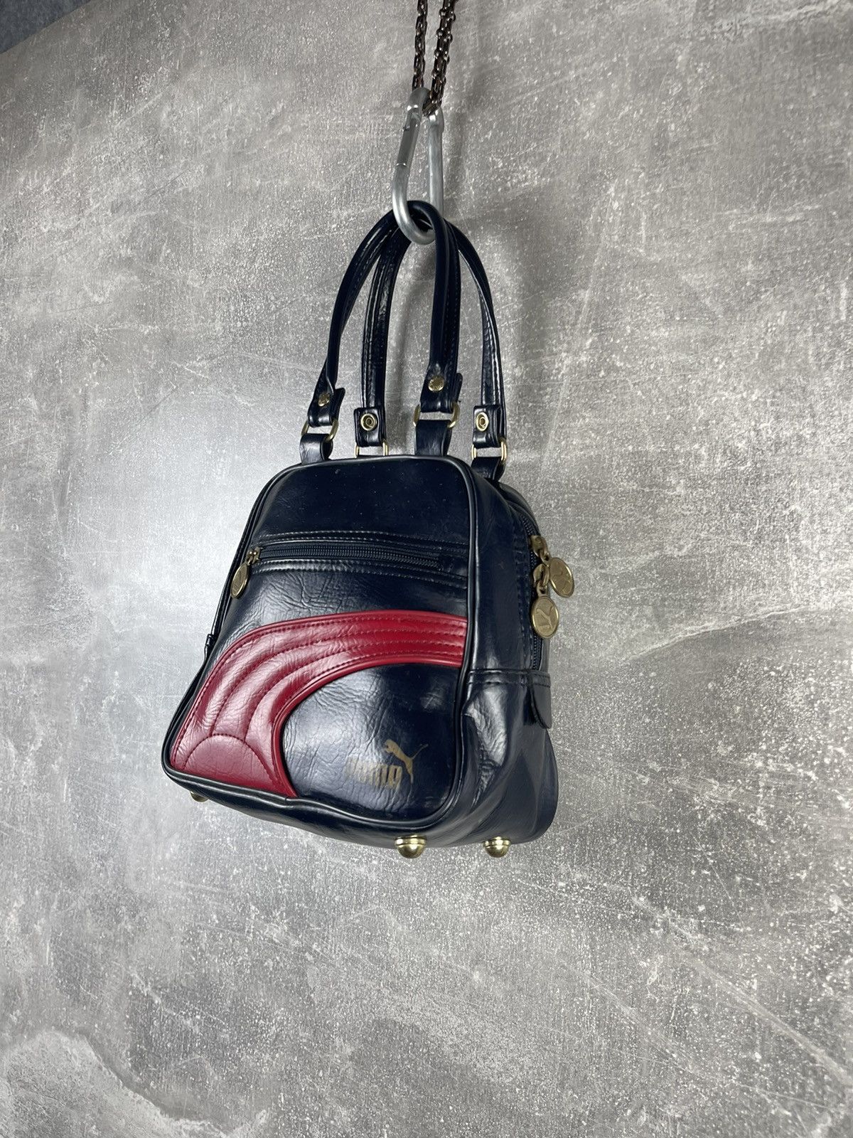 Puma Vintage Puma Mini Boston Bag Black Faux Leather Handbag Size ONE SIZE - 2 Thumbnail
