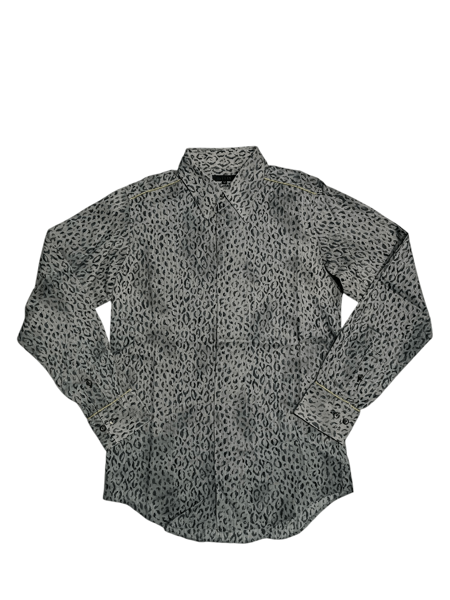 Japanese Brand Grey Leopard Print Long Sleeve Shirt Size US M / EU 48-50 / 2 - 8 Thumbnail
