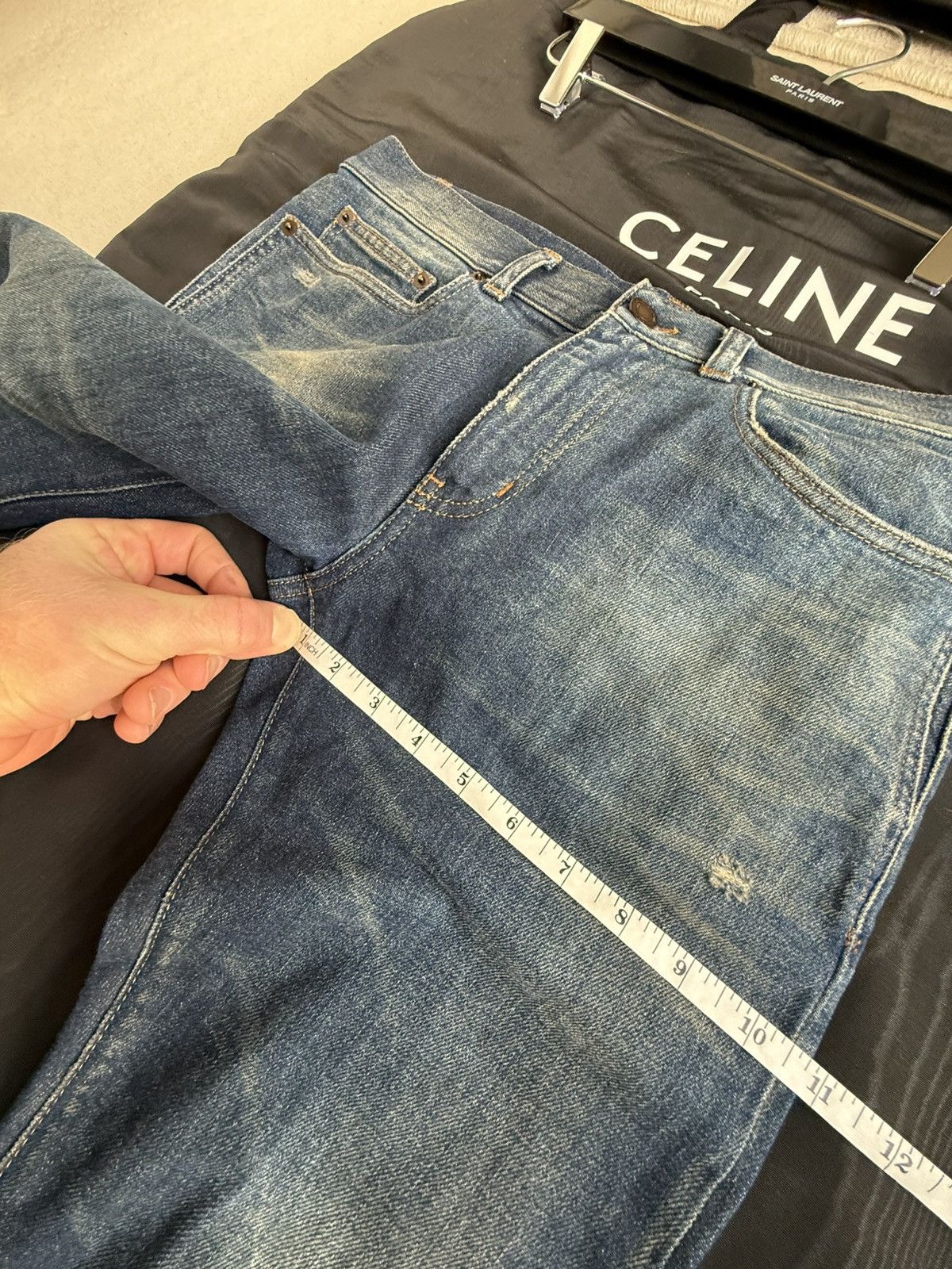 Saint Laurent Paris SS20 Saint Laurent raw hem crash denim Jeans d03 skinny slim Size US 30 / EU 46 - 7 Thumbnail