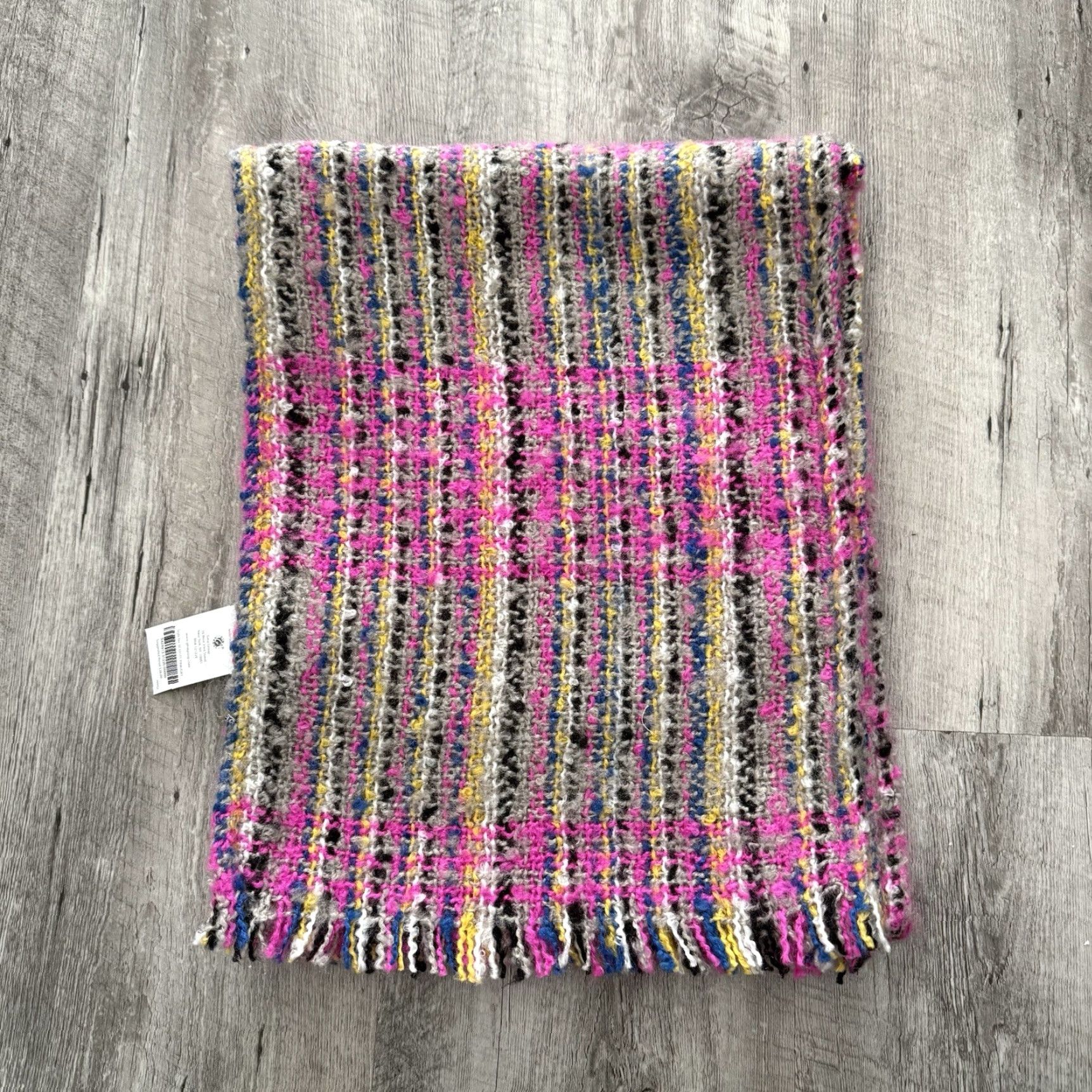Vintage harvé benard Knit Scarf Womens One Size Fringe Pink Gray Woven Boho NEW Size ONE SIZE - 8 Thumbnail