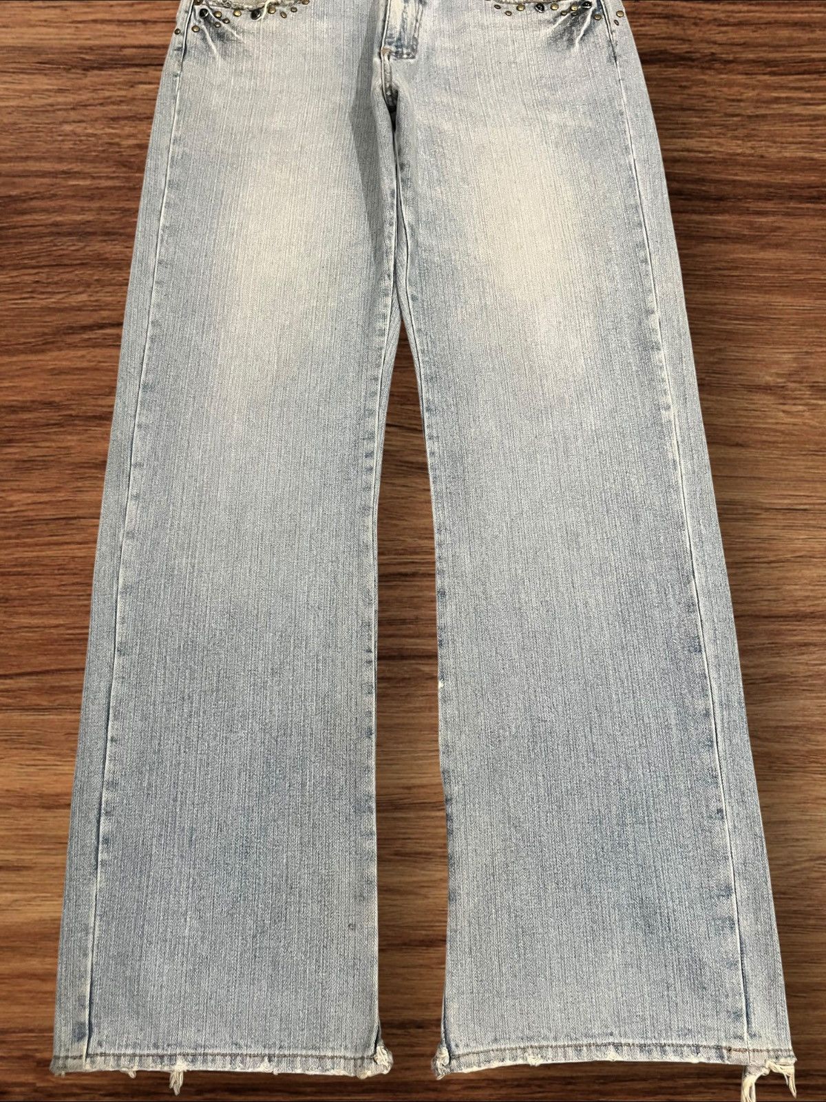 Le Grande Bleu (L.G.B.) ⚡️Sick⚡️Japanese Brand Pluvious Rhinestone Frayed Leg Jeans Size US 34 / EU 50 - 12 Thumbnail
