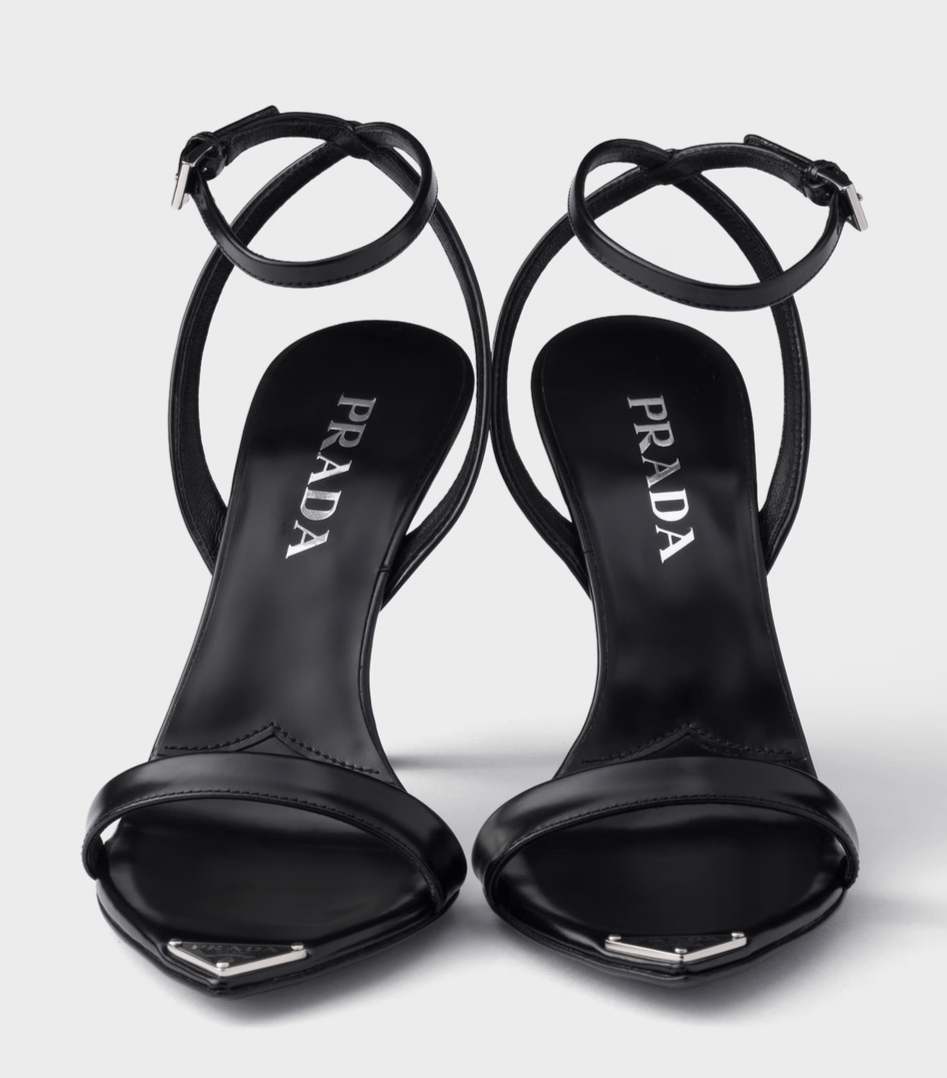 Prada Leather Pointed Toe Logo Ankle Strap Heel Sandal Pump 38 Size US 8 / IT 38 - 14 Thumbnail