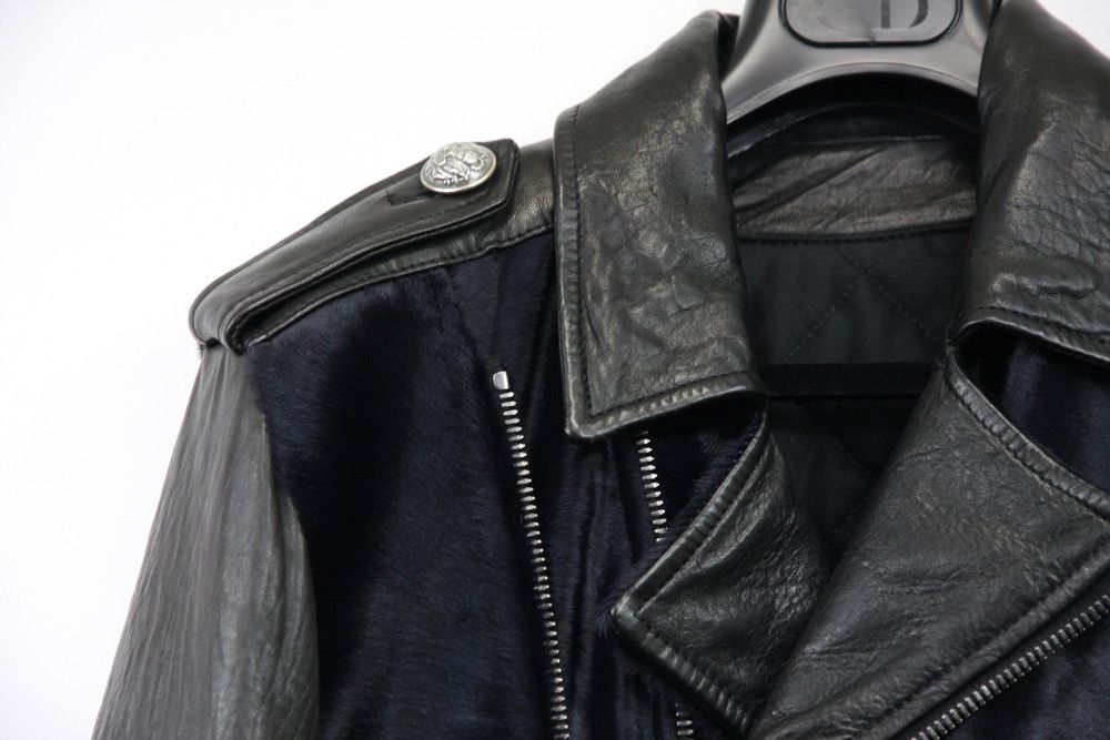 Balmain Balmain Paris Midnight Blue Black Calf Hair Leather Biker Size US M / EU 48-50 / 2 - 7 Thumbnail