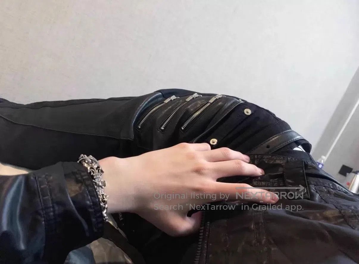Saint Laurent Paris Black Denim Pants with Leather Panels and Zippers. Size US 32 / EU 48 - 8 Thumbnail