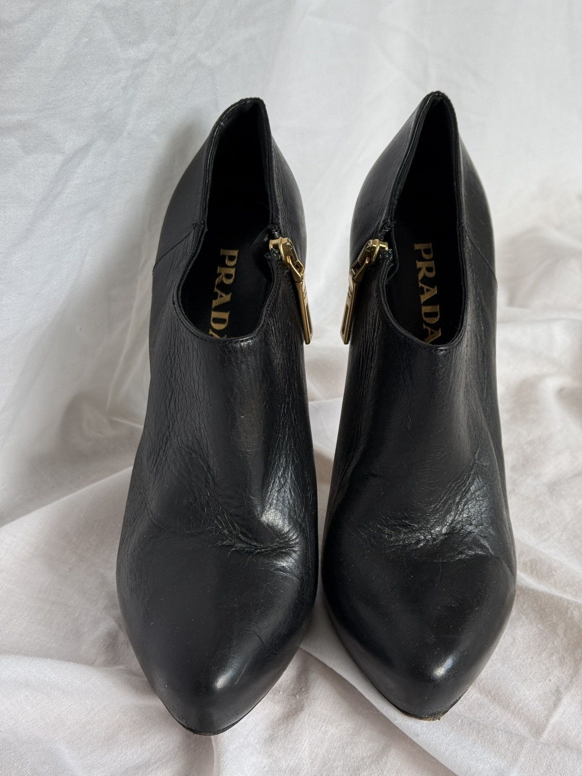 Designer × Prada Prada Black Leather Ankle Boots Biker Boots Size US 6 / IT 36 - 3 Thumbnail