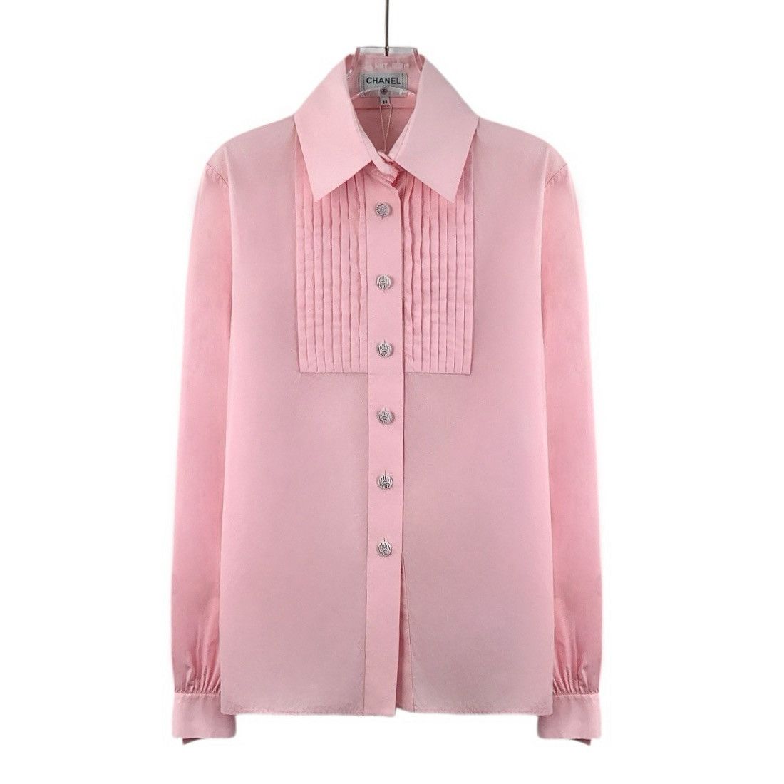 Chanel Chanel Pink Pleated Design Cotton Shirt Size S / US 4 / IT 40 - 1 Thumbnail