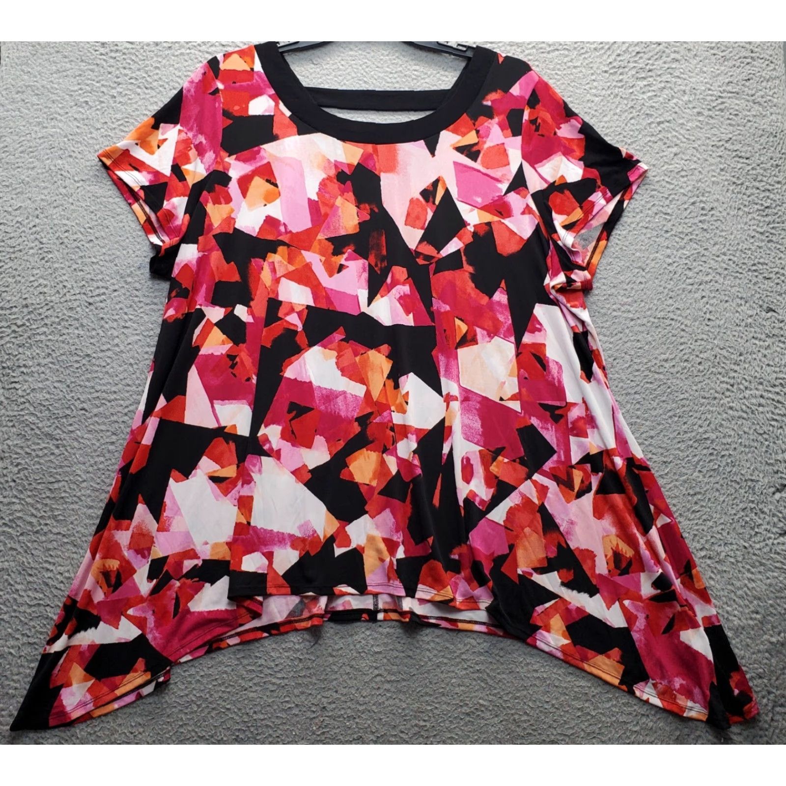Avenue Avenue Blouse Women 26 Multicolor Abstract Print Stretch Asymmetrical Hem Shirt Women Size 26 Size 4XL / US 24-26 - 2 Thumbnail