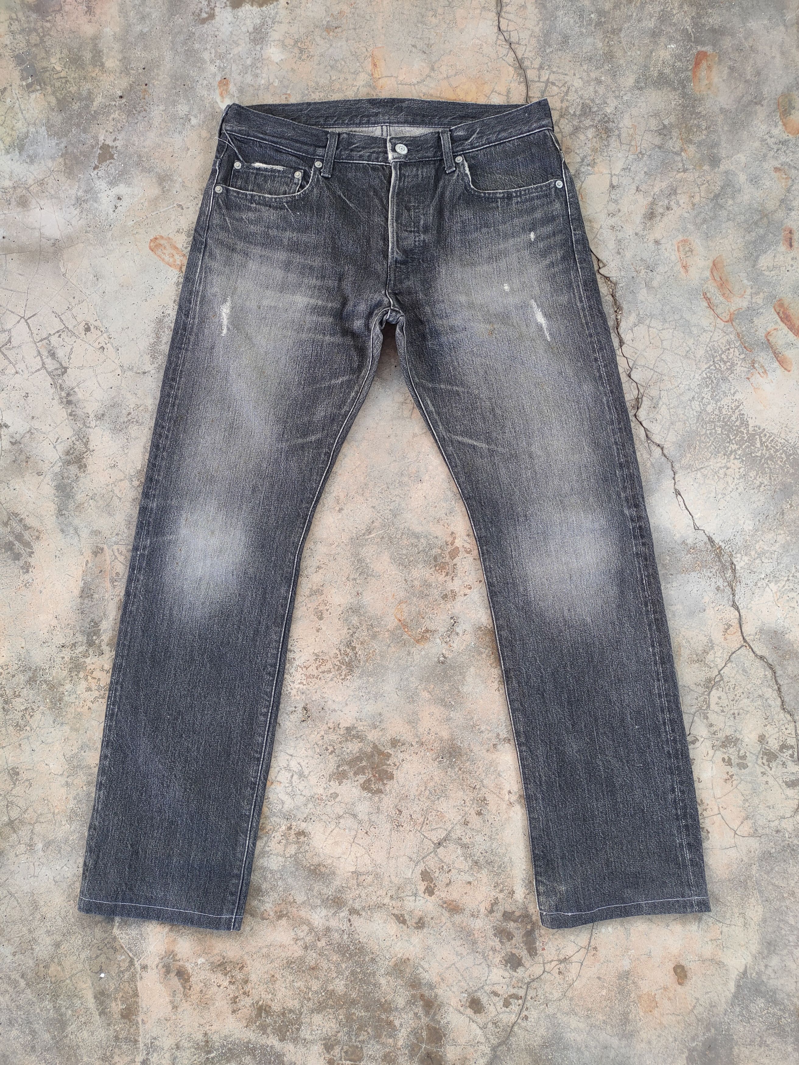 Jean × Ships Jet Blue × Vintage VINTAGE SHIP BUTTONFLY FADED RIPPEP BLACK JEAN PANTS Size US 32 / EU 48 - 1 Thumbnail