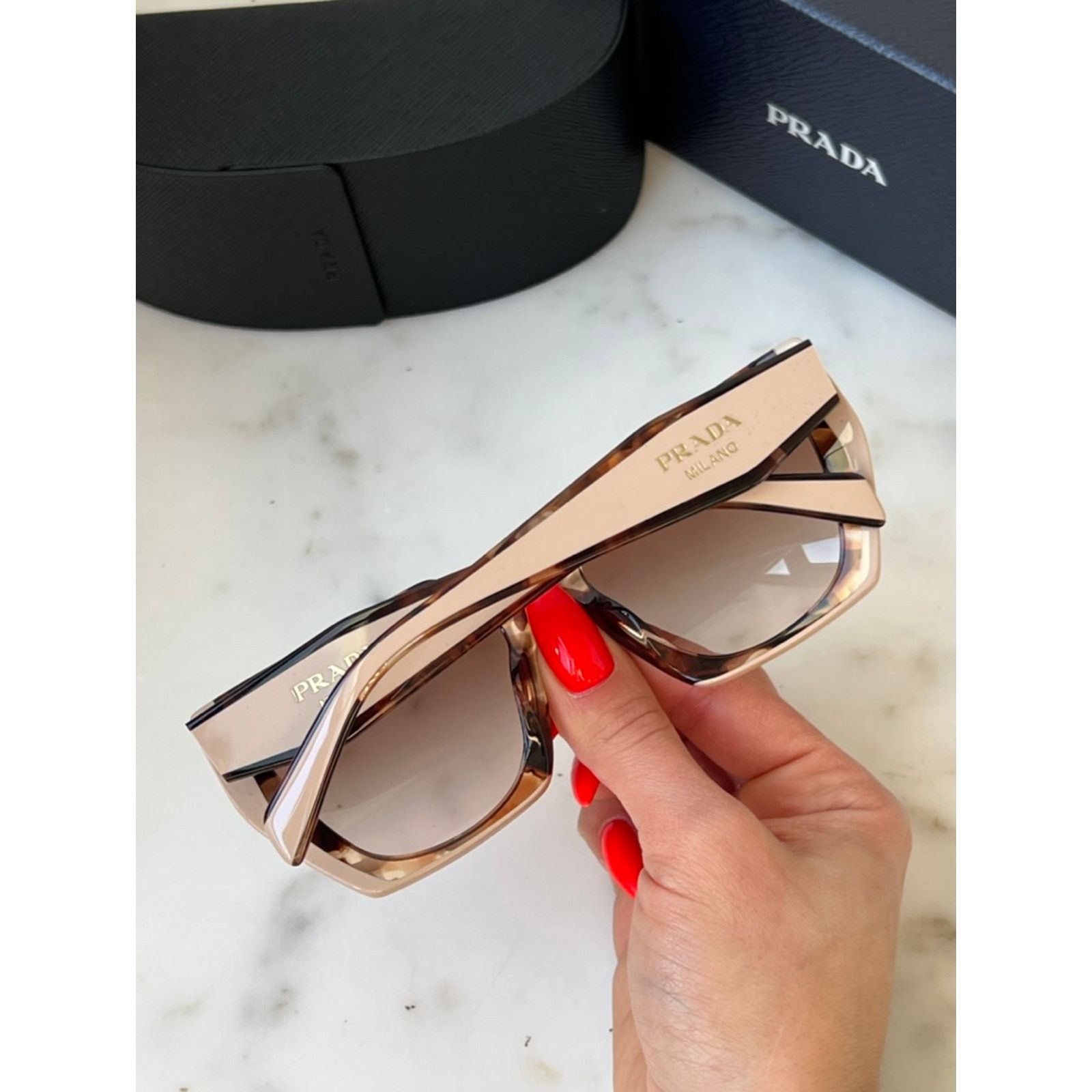Prada NEW Prada PR15WS Cat Eye Sunglasses in Tortoise Powder Size ONE SIZE - 5 Thumbnail