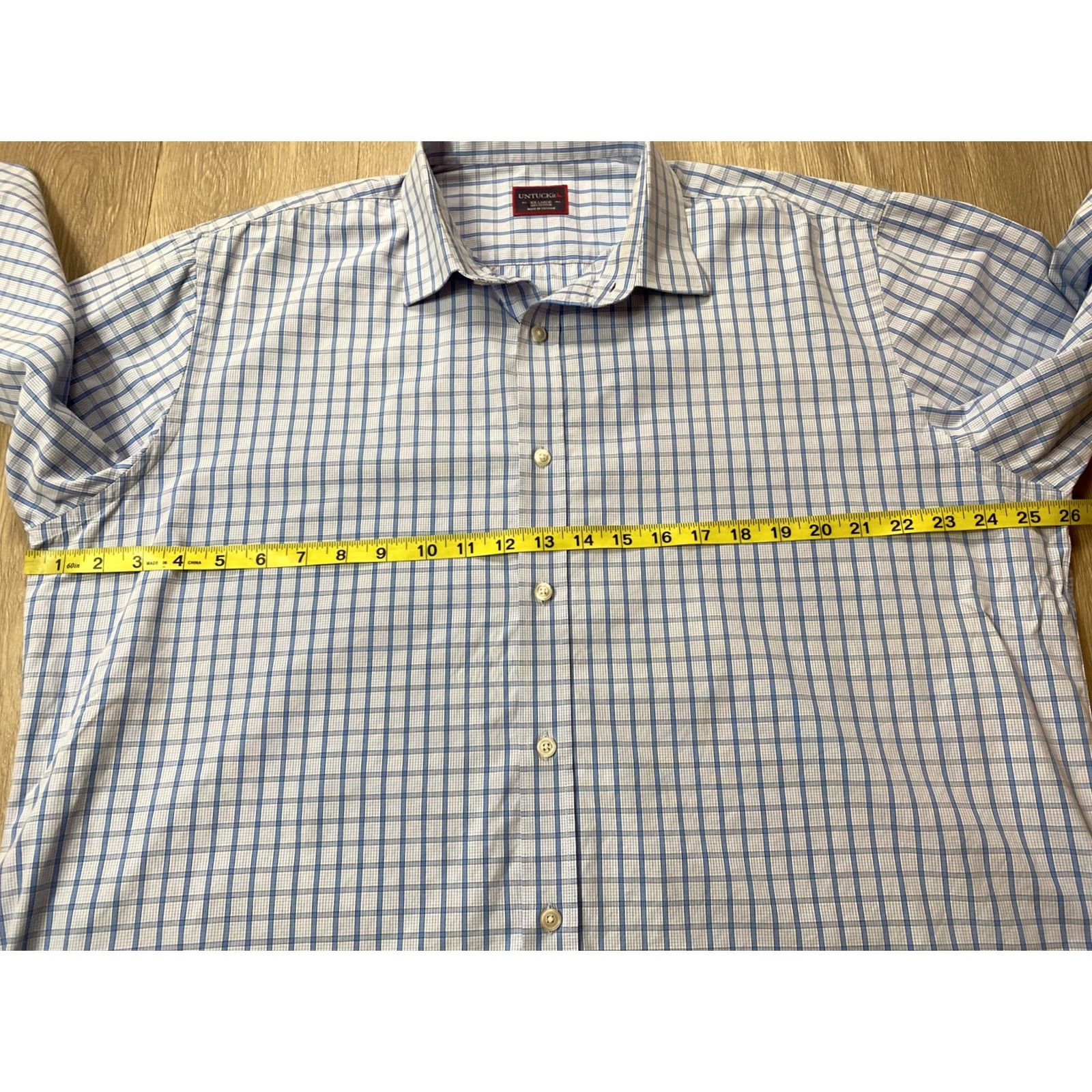 UNTUCKit UNTUCKit Shirt Mens XXL Blue Checked Plaid Long Sleeve Button Down Casual Business Knit Cotton Regular Fit Size US XXL / EU 58 / 5 - 3 Thumbnail