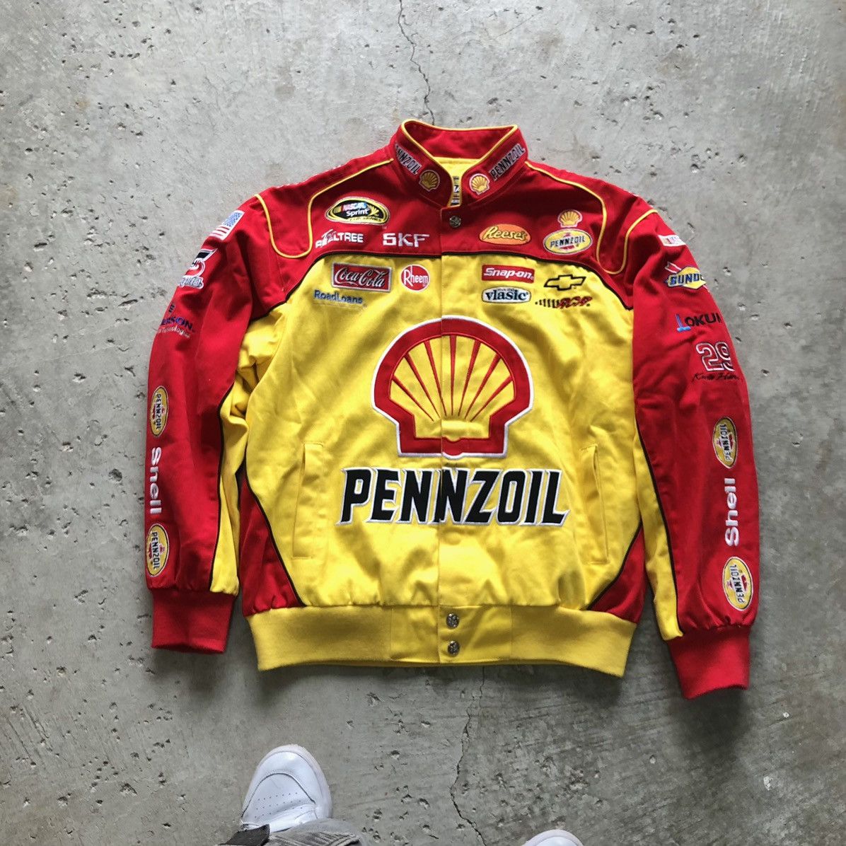 image of Chase Authentics x Nascar Vintage Kevin Harvick Pennzoil Nascar Racing Jacket in Yellow (Size Large